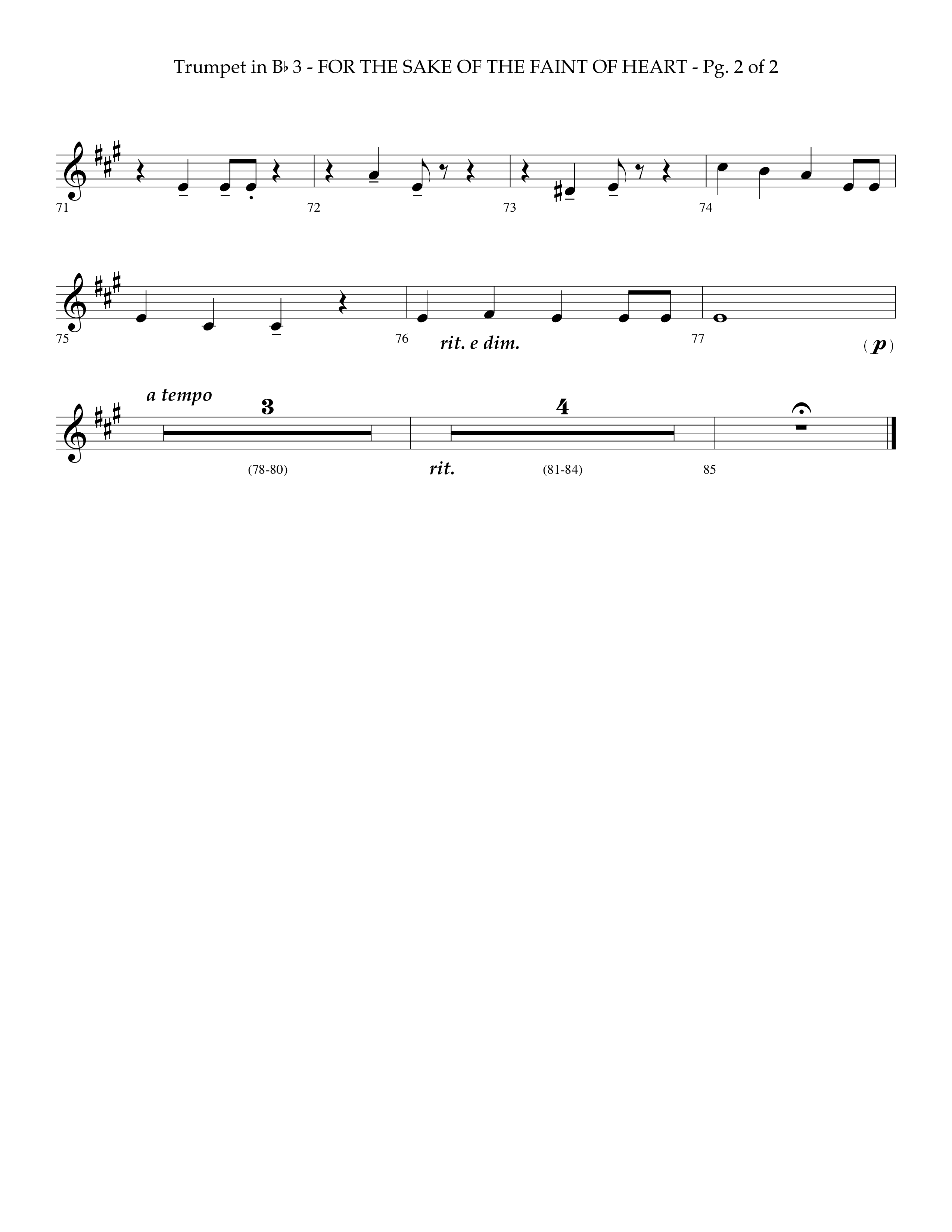 For The Sake Of The Faint Of Heart (Choral Anthem SATB) Trumpet 3 (Lifeway Choral / Arr. Phillip Keveren)