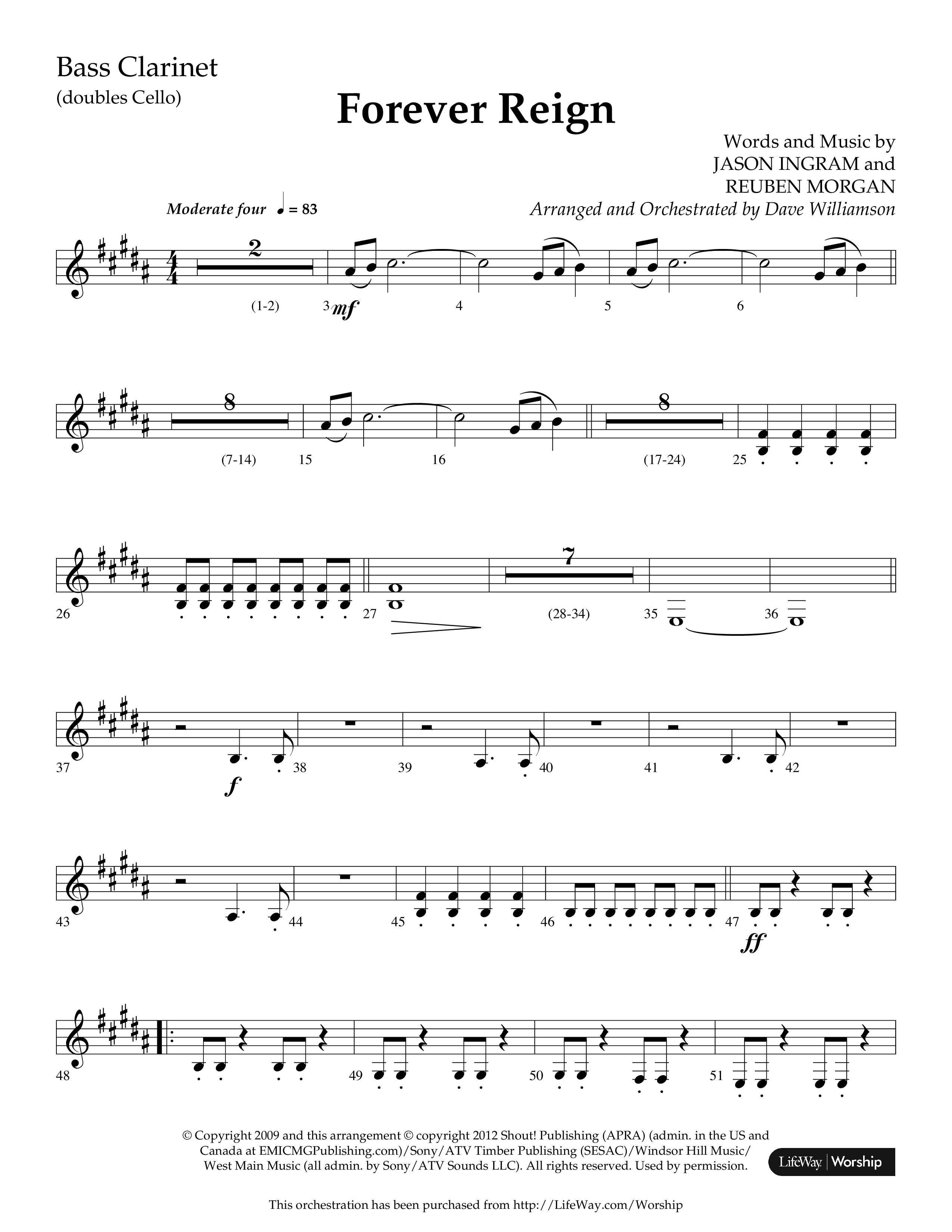 Forever Reign (Choral Anthem SATB) Bass Clarinet (Lifeway Choral / Arr. Dave Williamson)