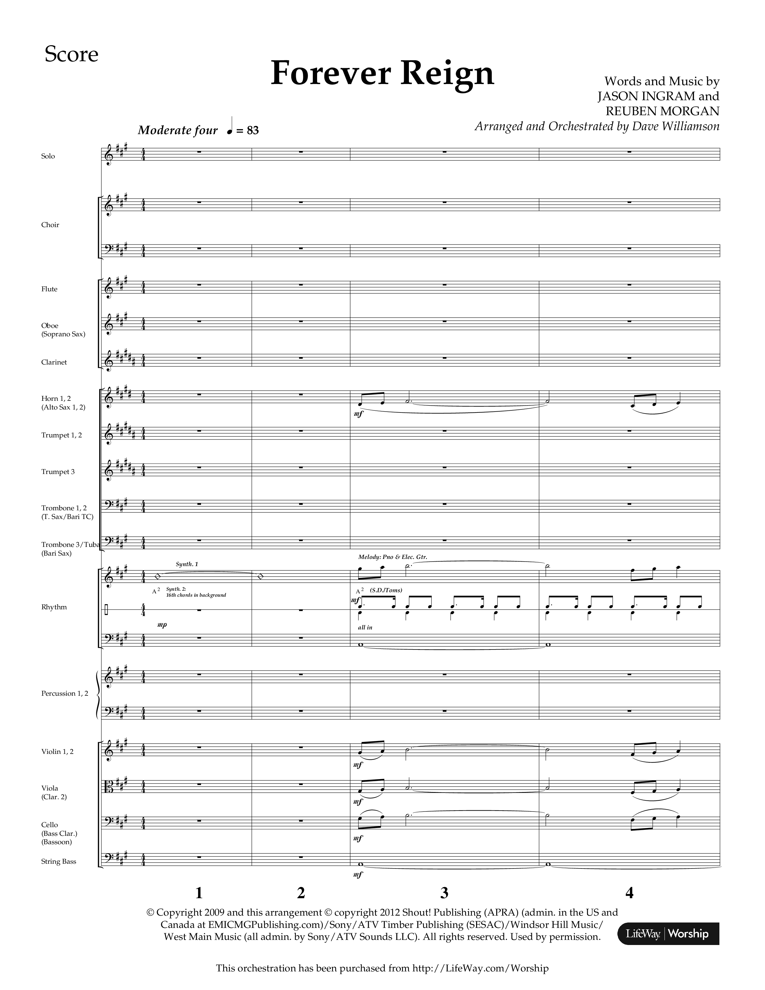 Forever Reign (Choral Anthem SATB) Orchestration (Lifeway Choral / Arr. Dave Williamson)