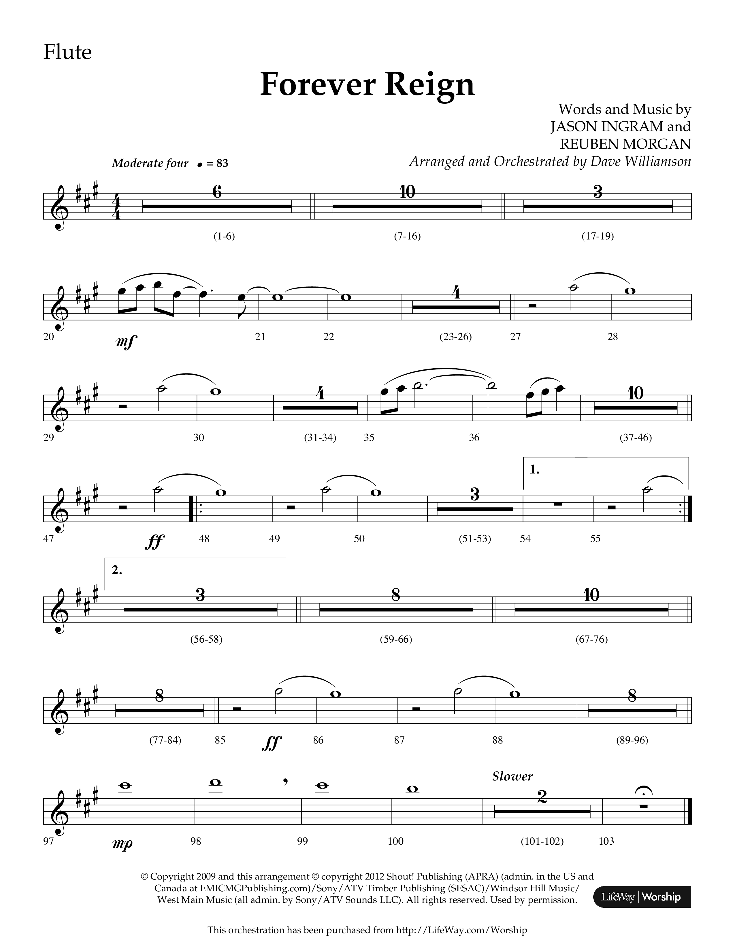 Forever Reign (Choral Anthem SATB) Flute (Lifeway Choral / Arr. Dave Williamson)