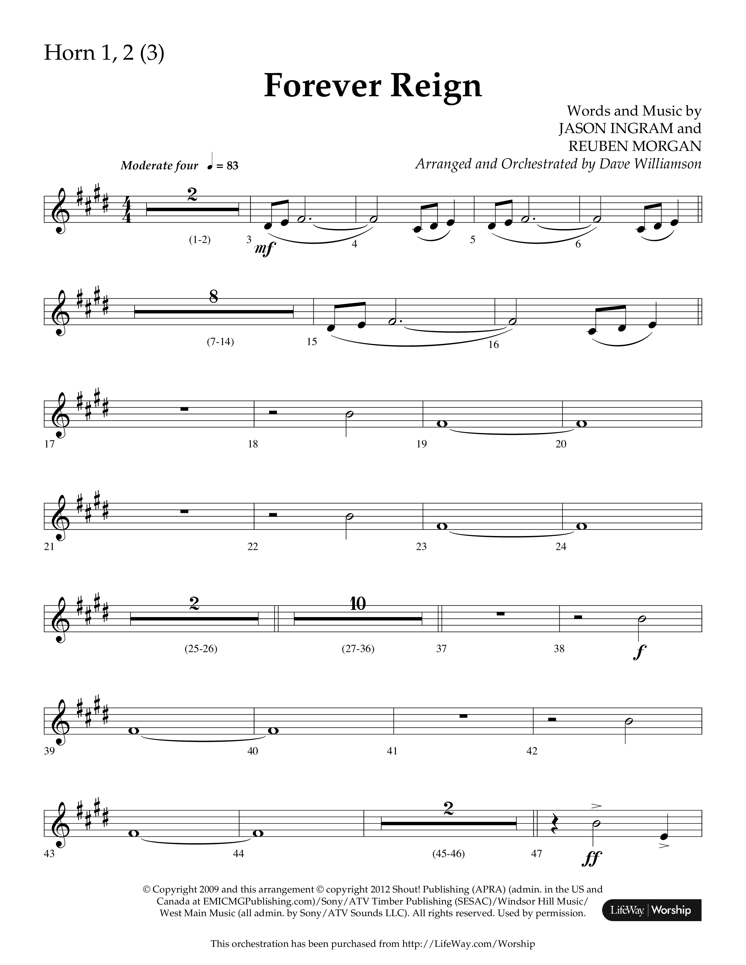 Forever Reign (Choral Anthem SATB) French Horn 1/2 (Lifeway Choral / Arr. Dave Williamson)