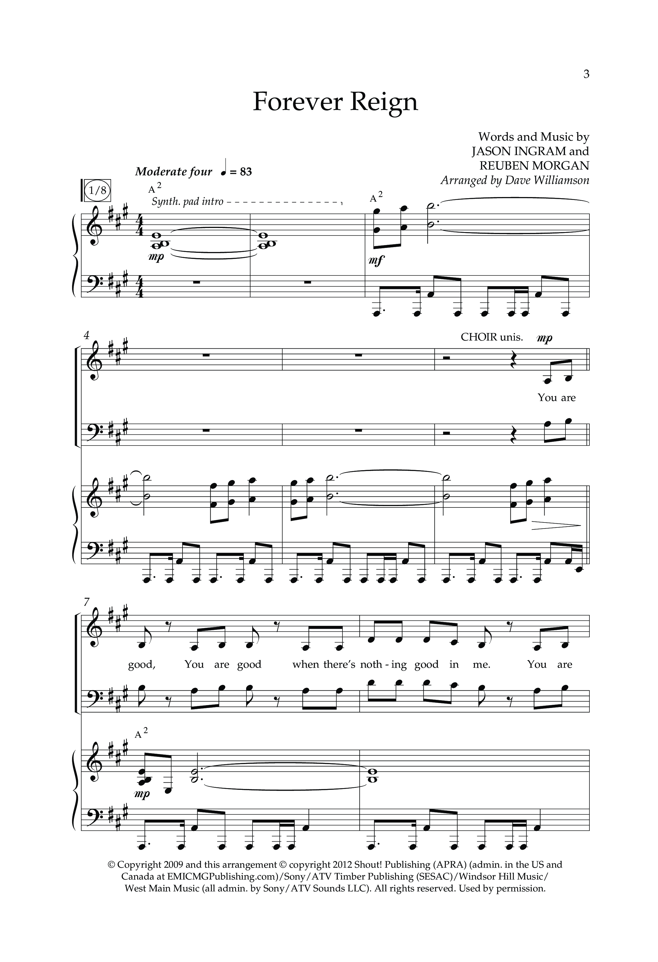 Forever Reign (Choral Anthem SATB) Anthem (SATB/Piano) (Lifeway Choral / Arr. Dave Williamson)