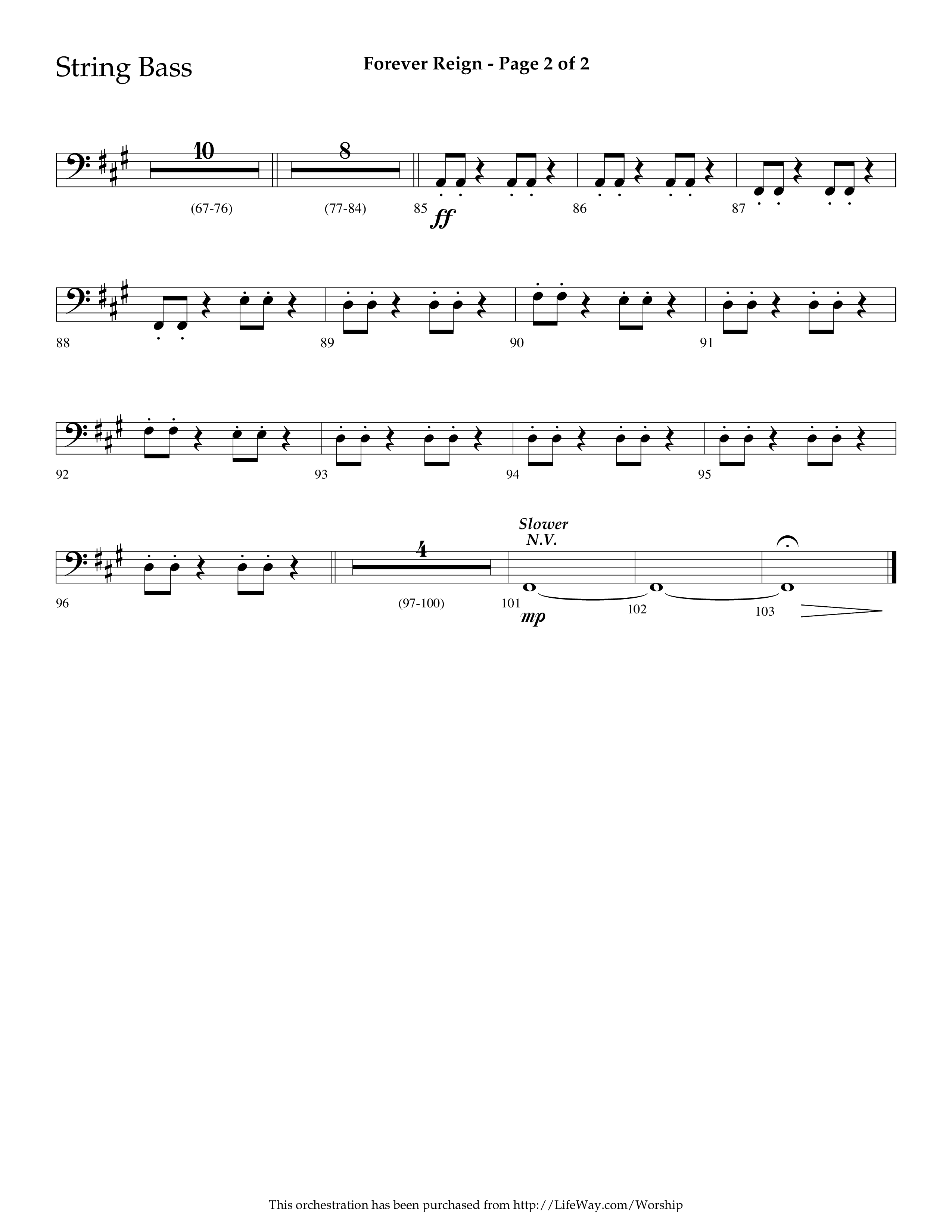 Forever Reign (Choral Anthem SATB) String Bass (Lifeway Choral / Arr. Dave Williamson)