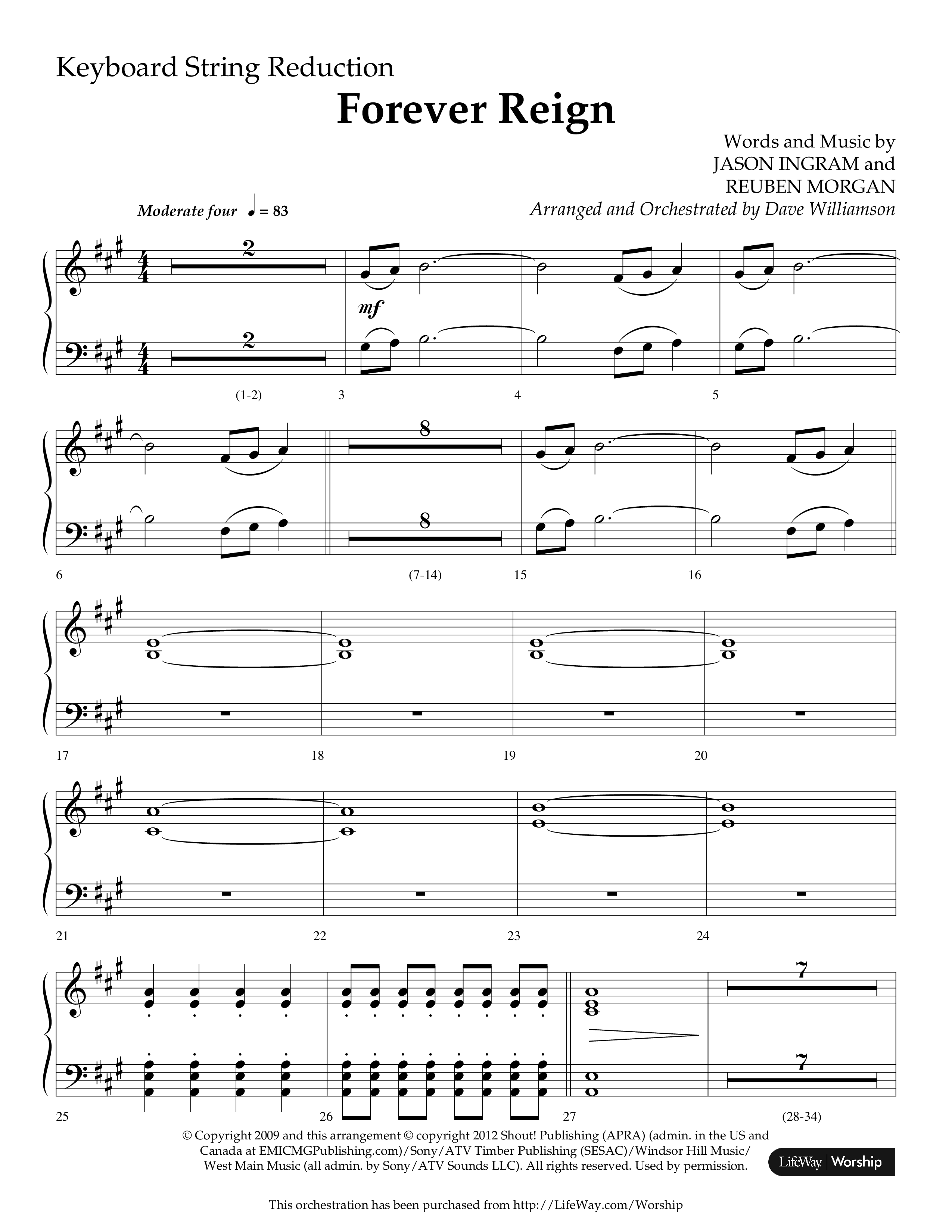 Forever Reign (Choral Anthem SATB) String Reduction (Lifeway Choral / Arr. Dave Williamson)
