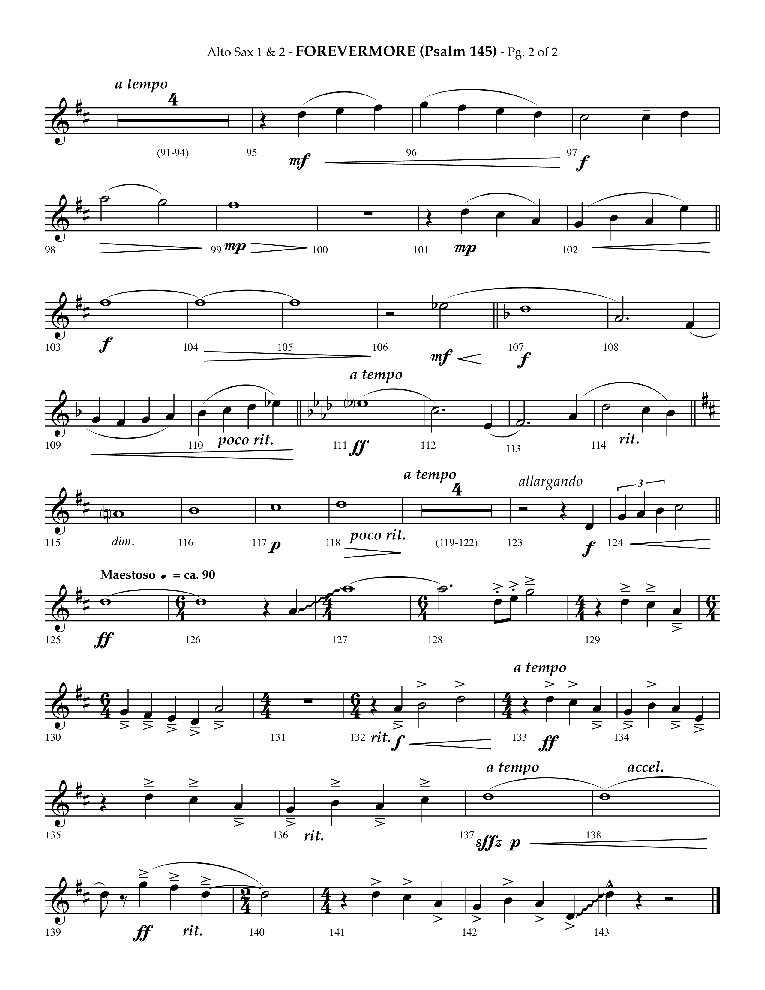 Forevermore (Psalm 145) (Choral Anthem SATB) Alto Sax 1/2 (Lifeway Choral / Arr. Phillip Keveren)