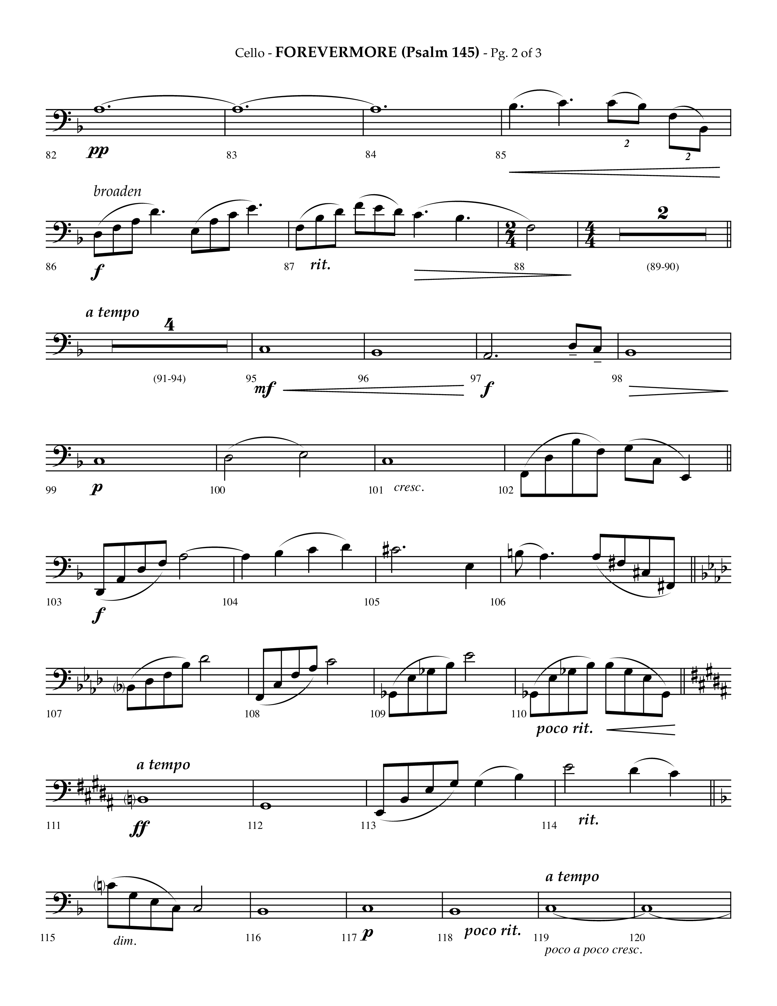 Forevermore (Psalm 145) (Choral Anthem SATB) Cello (Lifeway Choral / Arr. Phillip Keveren)