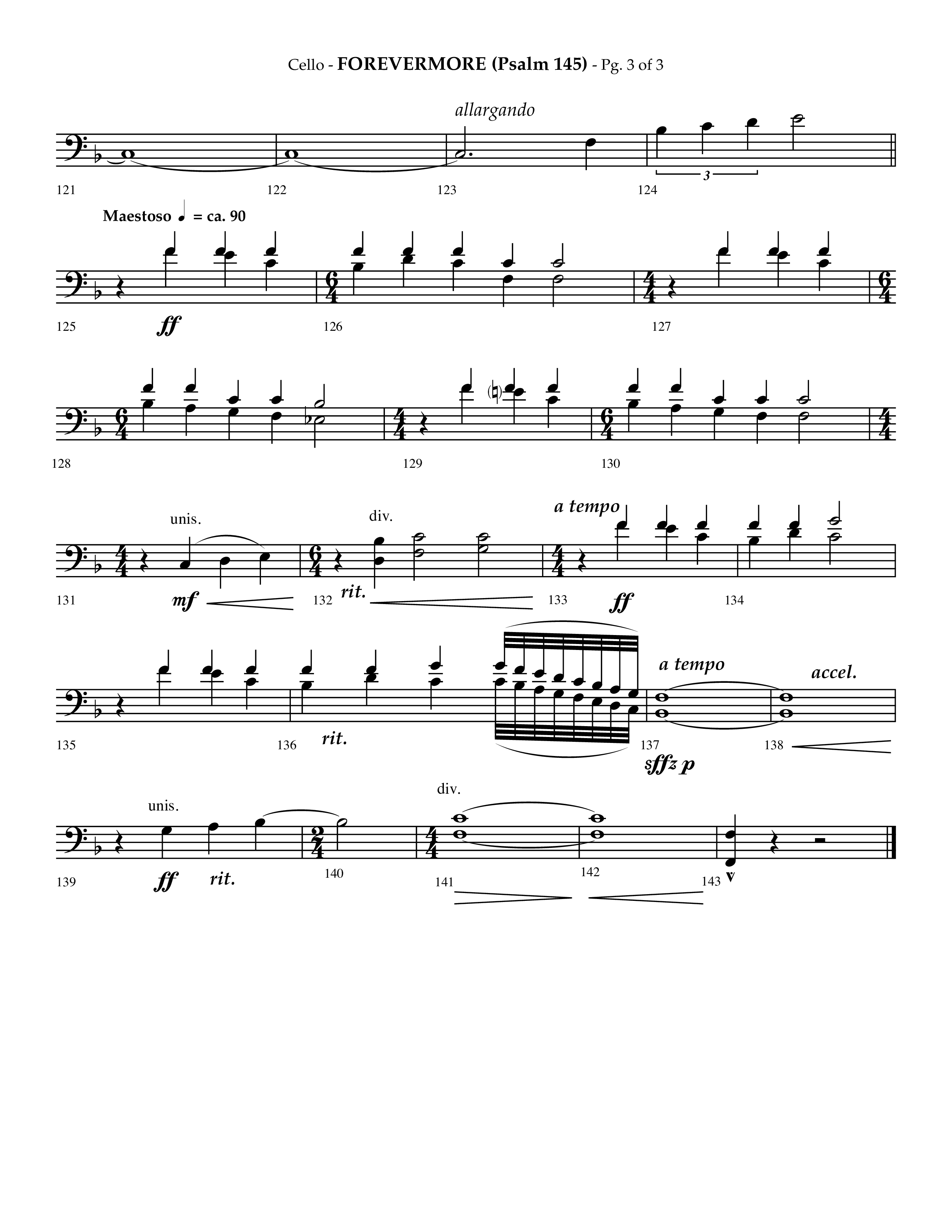 Forevermore (Psalm 145) (Choral Anthem SATB) Cello (Lifeway Choral / Arr. Phillip Keveren)