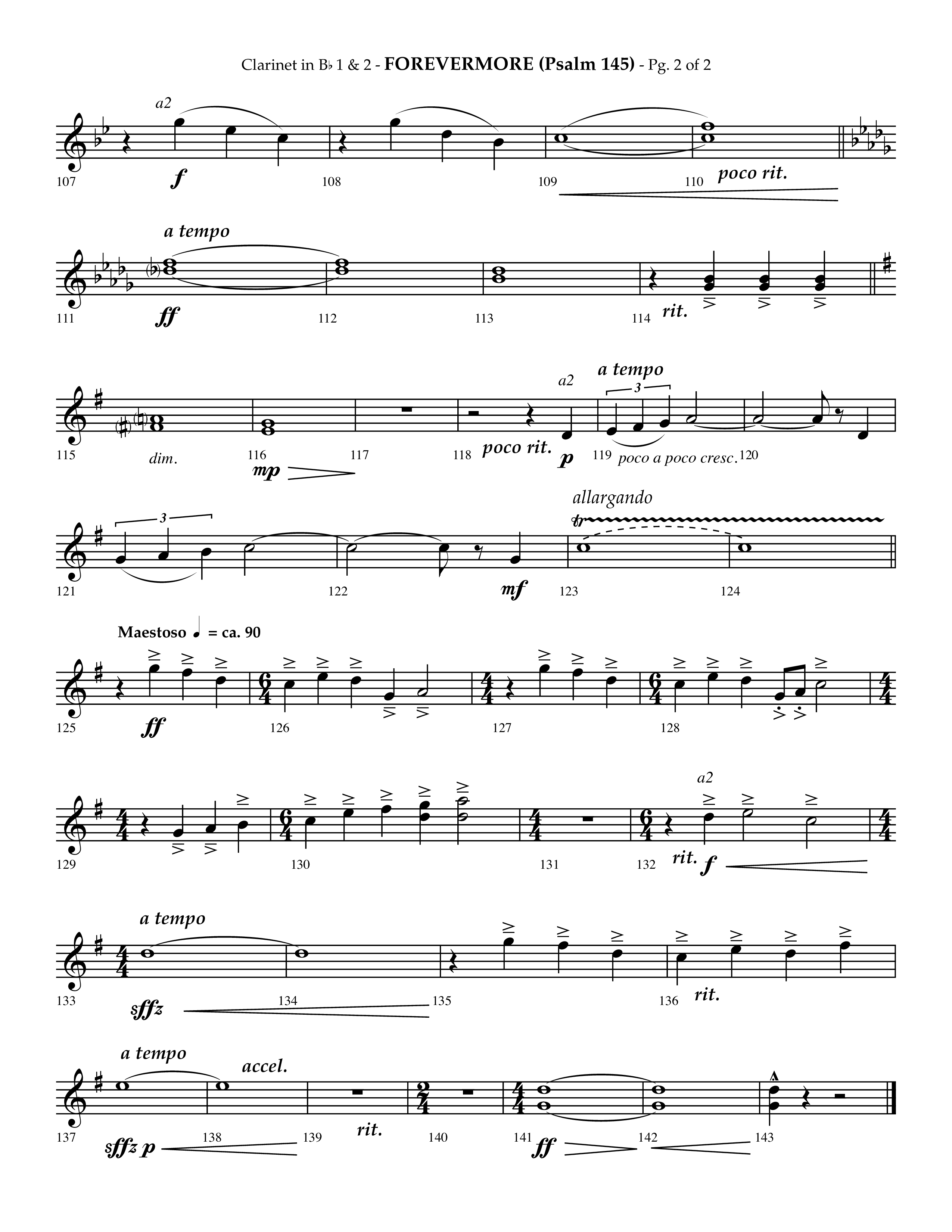 Forevermore (Psalm 145) (Choral Anthem SATB) Clarinet 1/2 (Lifeway Choral / Arr. Phillip Keveren)