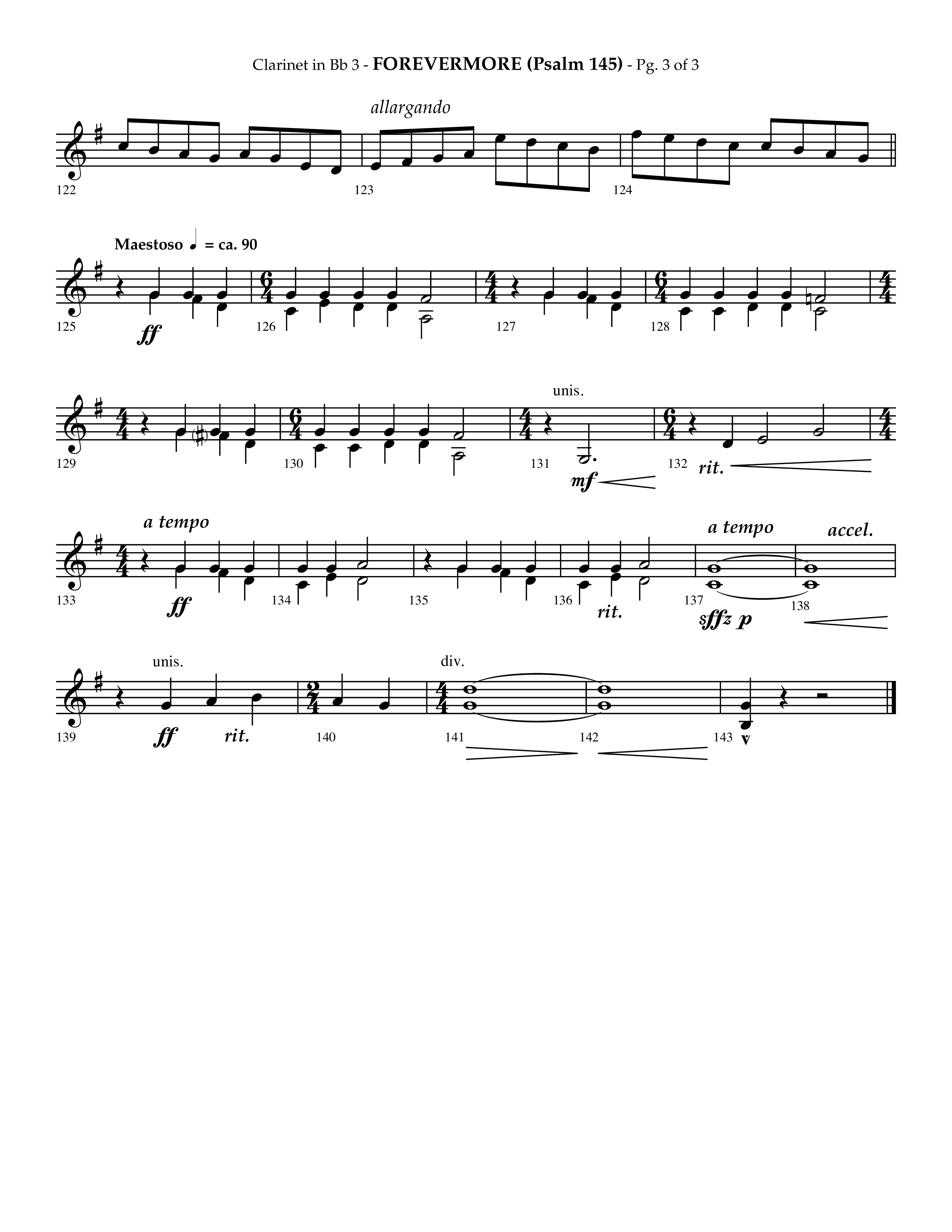 Forevermore (Psalm 145) (Choral Anthem SATB) Clarinet 3 (Lifeway Choral / Arr. Phillip Keveren)
