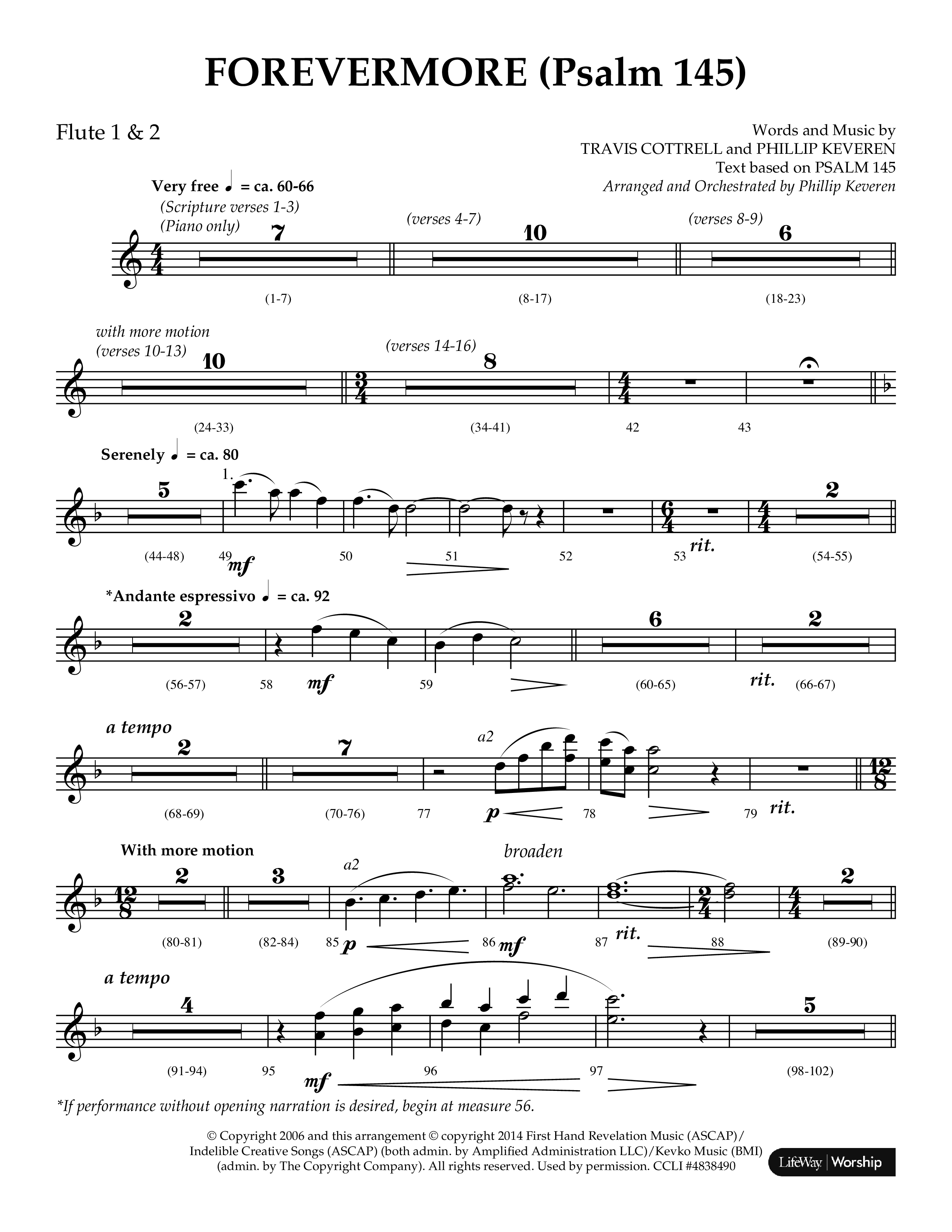Forevermore (Psalm 145) (Choral Anthem SATB) Flute 1/2 (Lifeway Choral / Arr. Phillip Keveren)