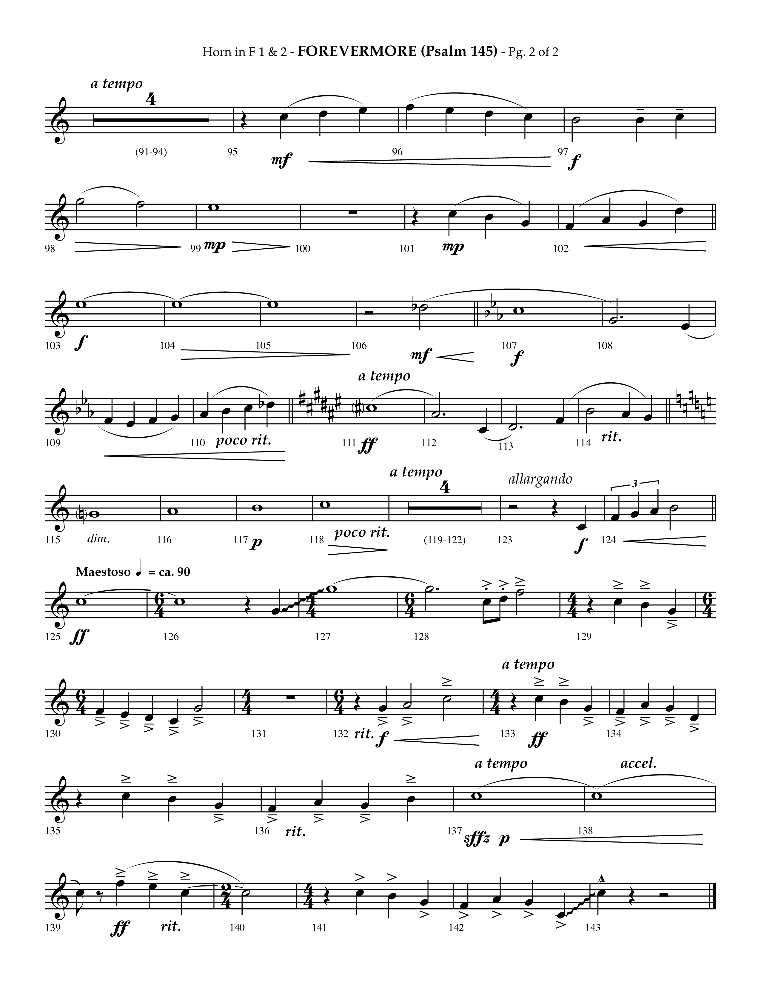 Forevermore (Psalm 145) (Choral Anthem SATB) French Horn 1/2 (Lifeway Choral / Arr. Phillip Keveren)