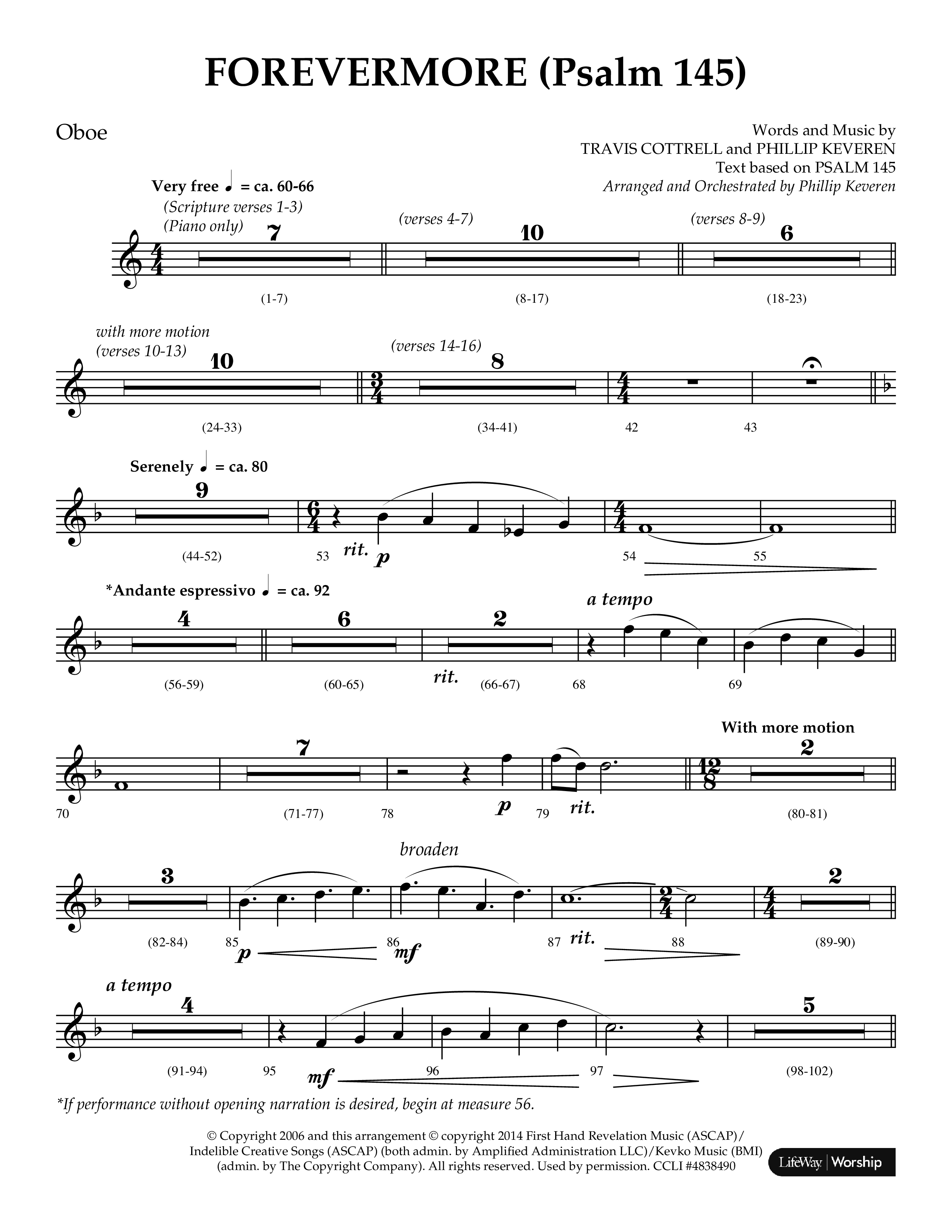 Forevermore (Psalm 145) (Choral Anthem SATB) Oboe (Lifeway Choral / Arr. Phillip Keveren)