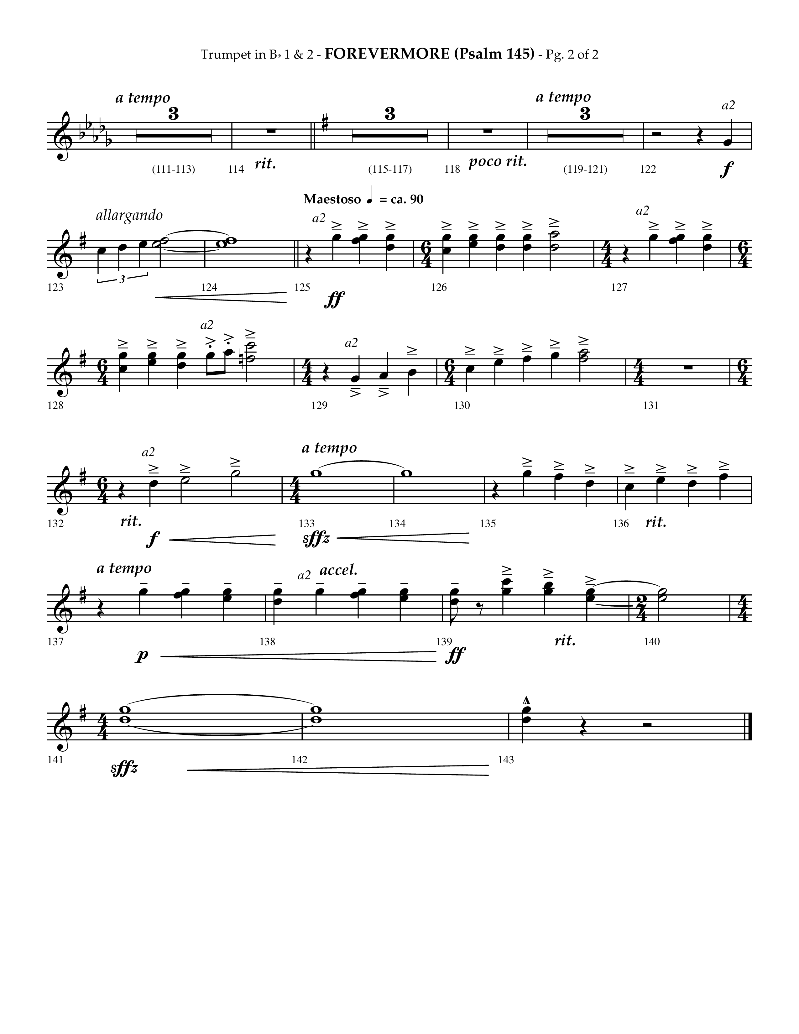 Forevermore (Psalm 145) (Choral Anthem SATB) Trumpet 1,2 (Lifeway Choral / Arr. Phillip Keveren)