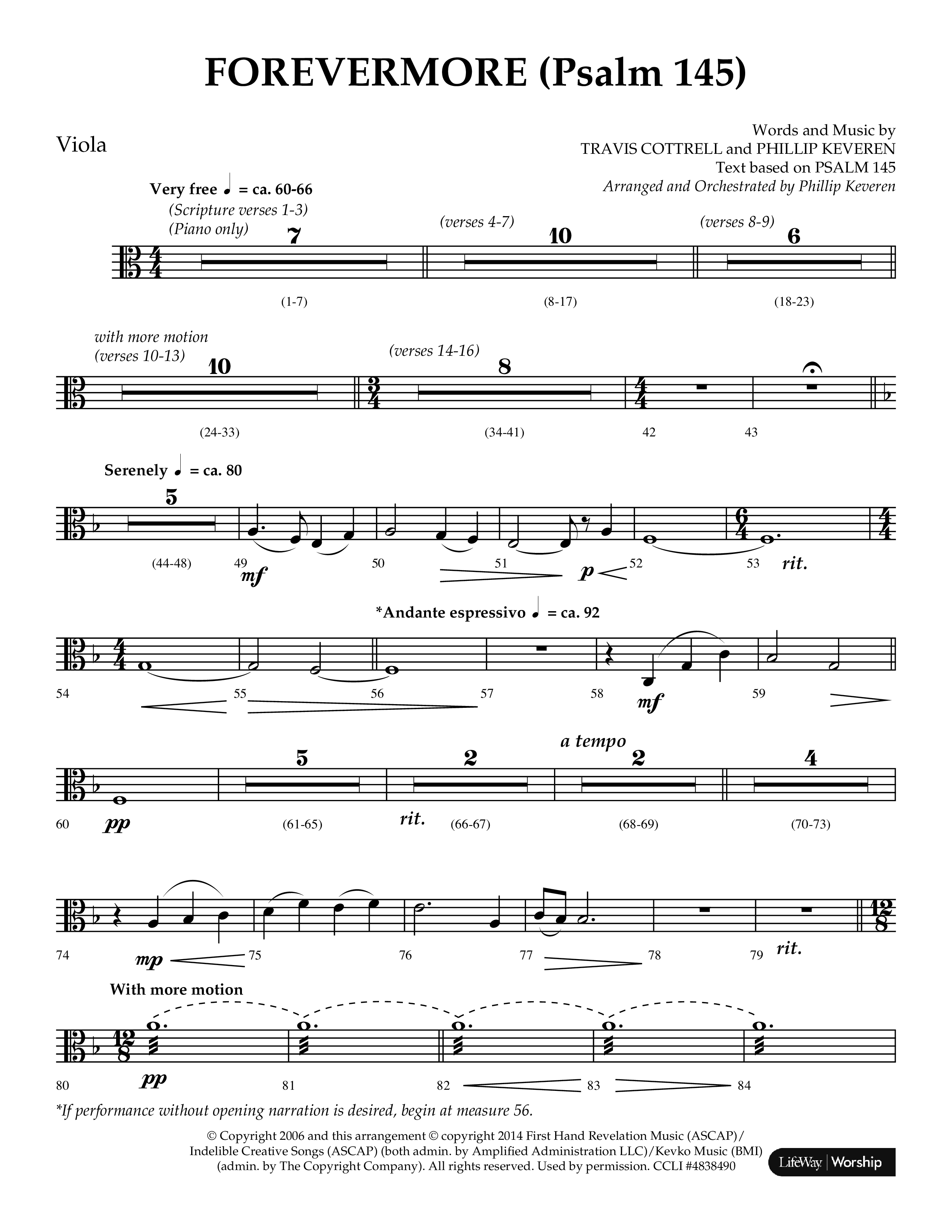 Forevermore (Psalm 145) (Choral Anthem SATB) Viola (Lifeway Choral / Arr. Phillip Keveren)