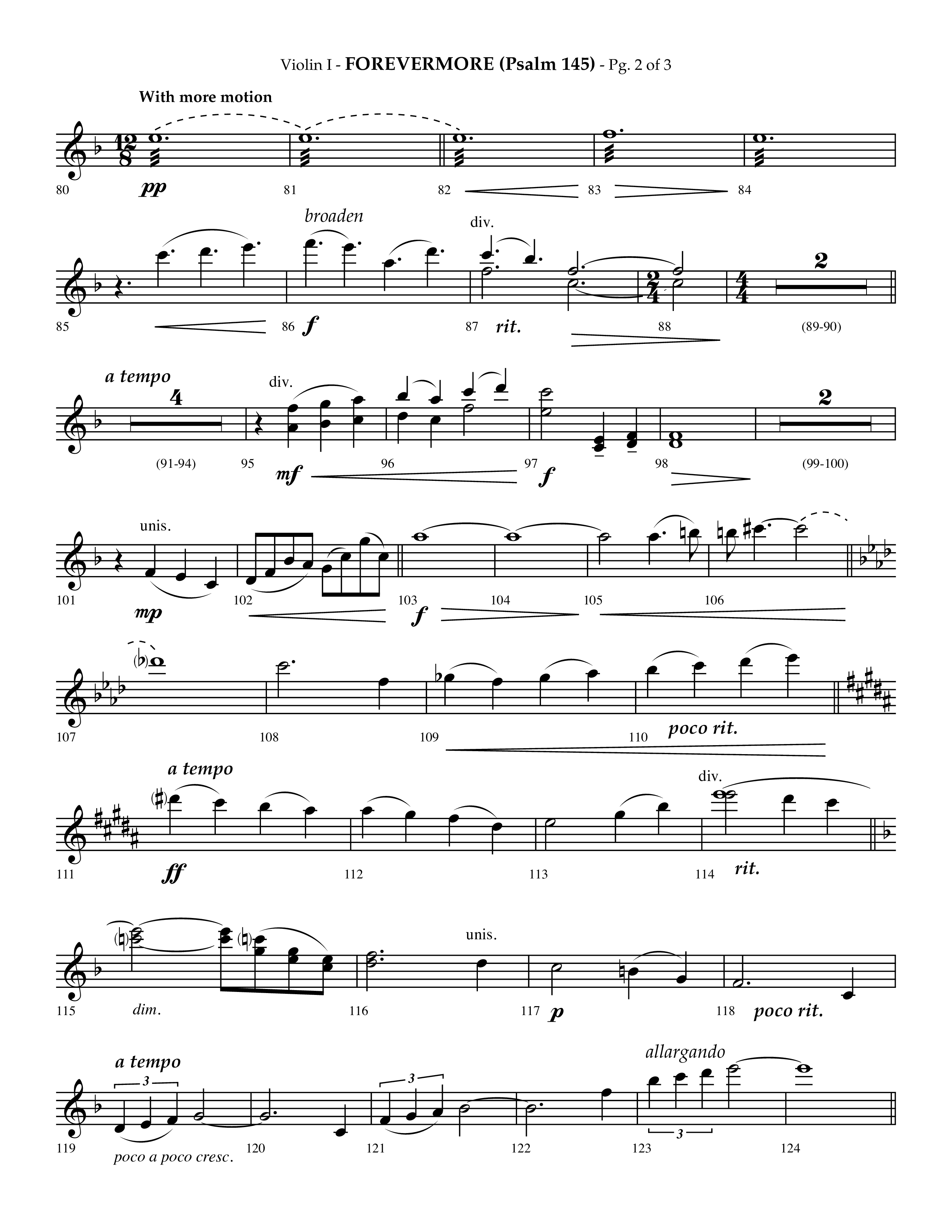 Forevermore (Psalm 145) (Choral Anthem SATB) Violin 1 (Lifeway Choral / Arr. Phillip Keveren)
