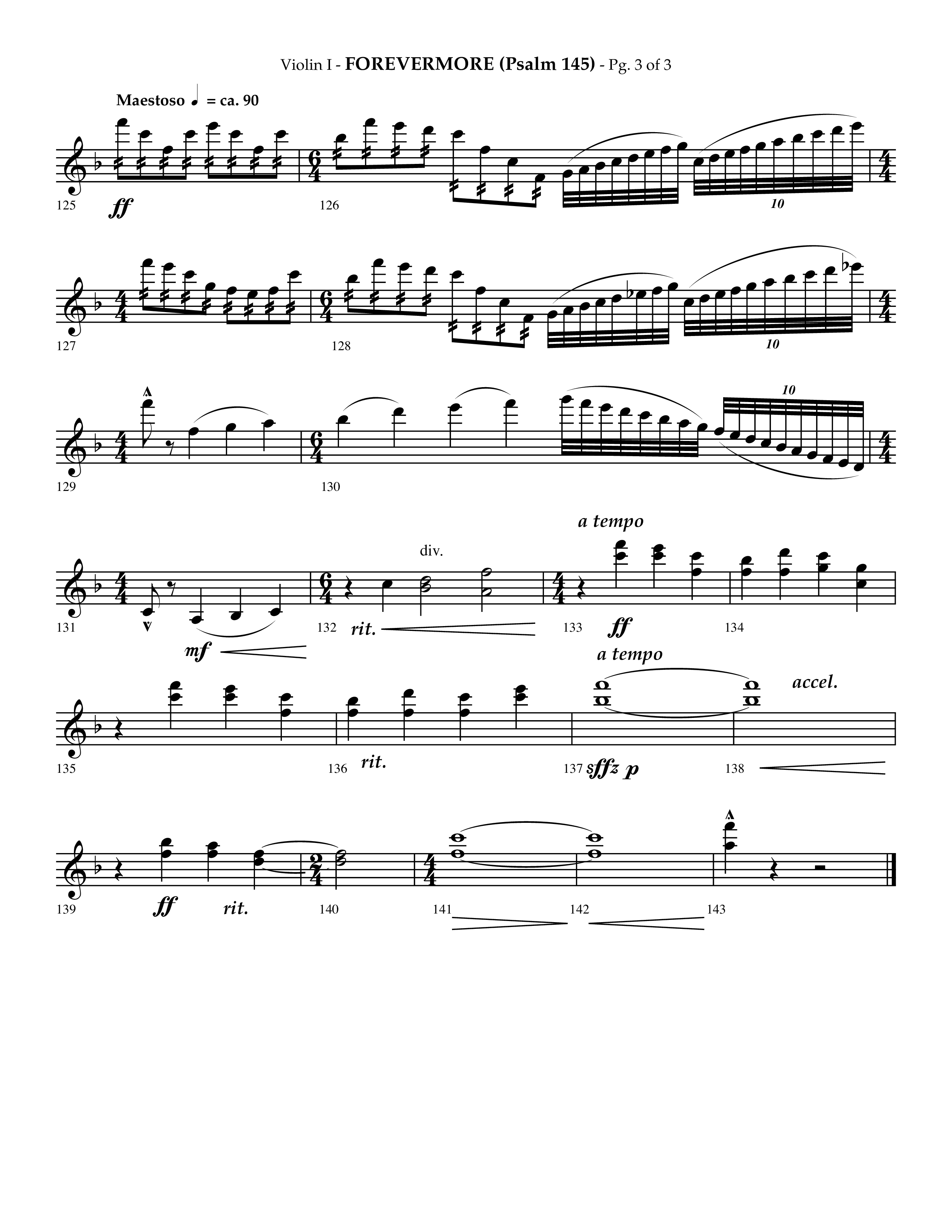 Forevermore (Psalm 145) (Choral Anthem SATB) Violin 1 (Lifeway Choral / Arr. Phillip Keveren)