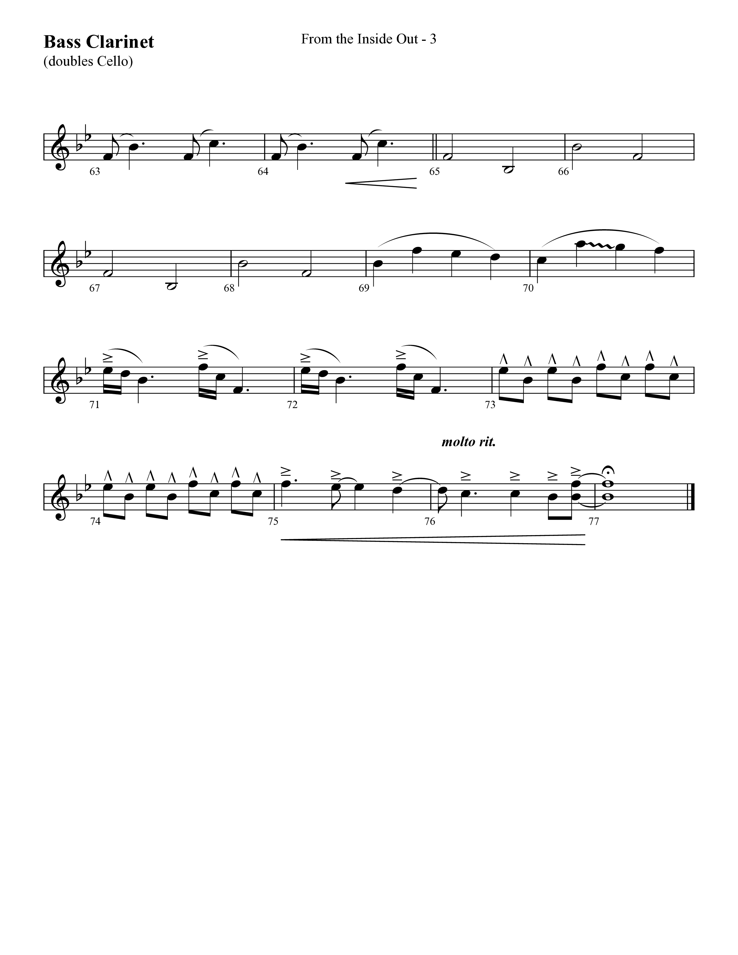 From The Inside Out (Choral Anthem SATB) Bass Clarinet (Lifeway Choral / Arr. Cliff Duren)