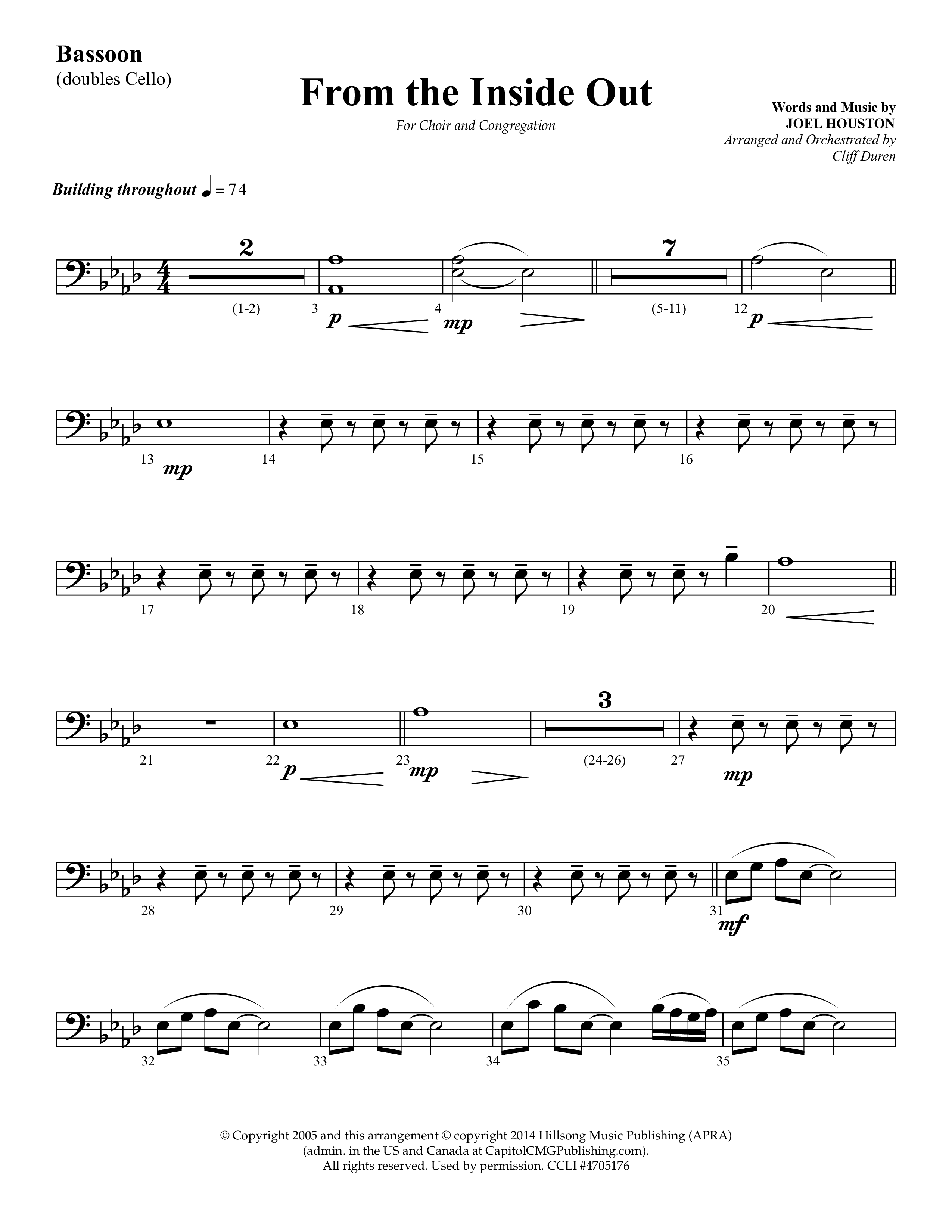 From The Inside Out (Choral Anthem SATB) Bassoon (Lifeway Choral / Arr. Cliff Duren)