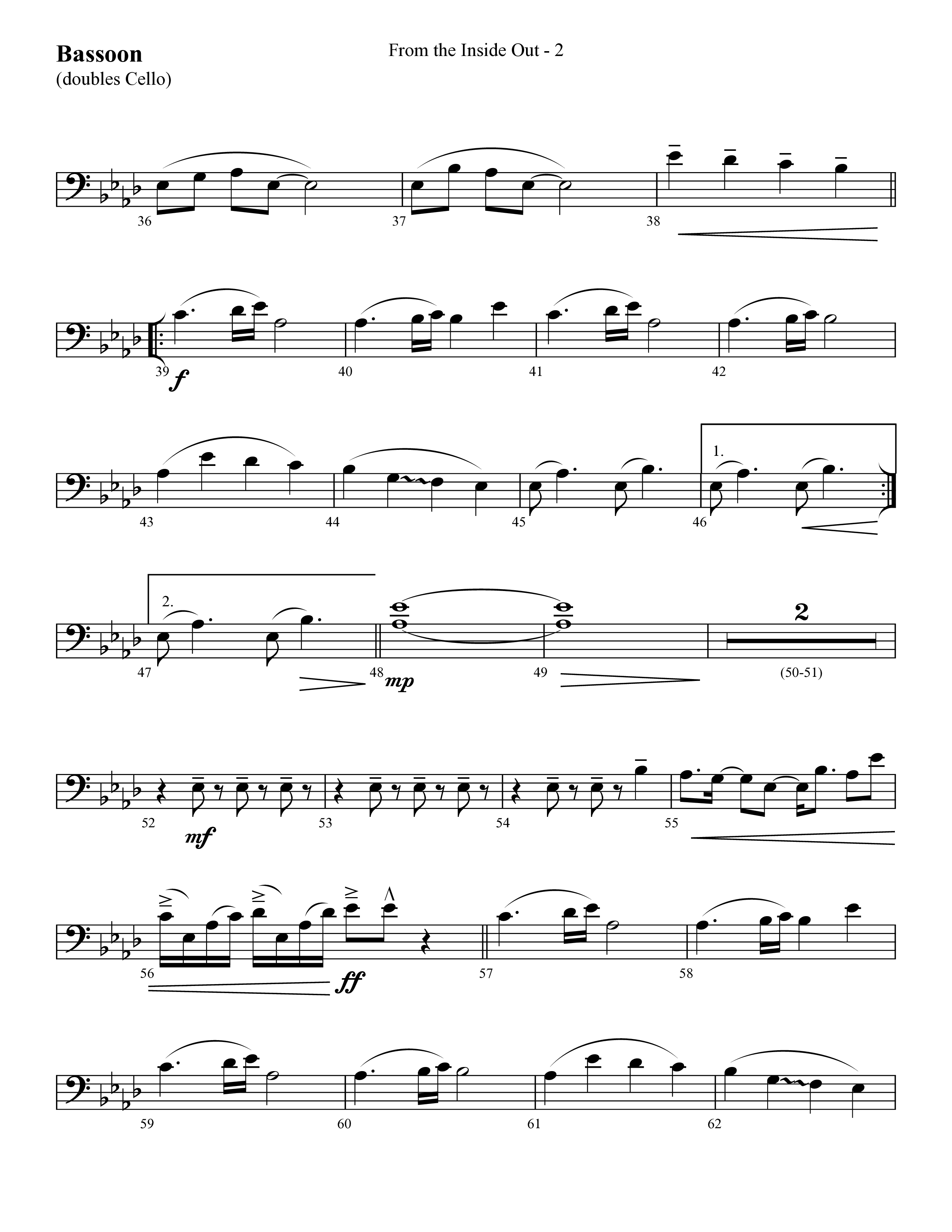 From The Inside Out (Choral Anthem SATB) Bassoon (Lifeway Choral / Arr. Cliff Duren)