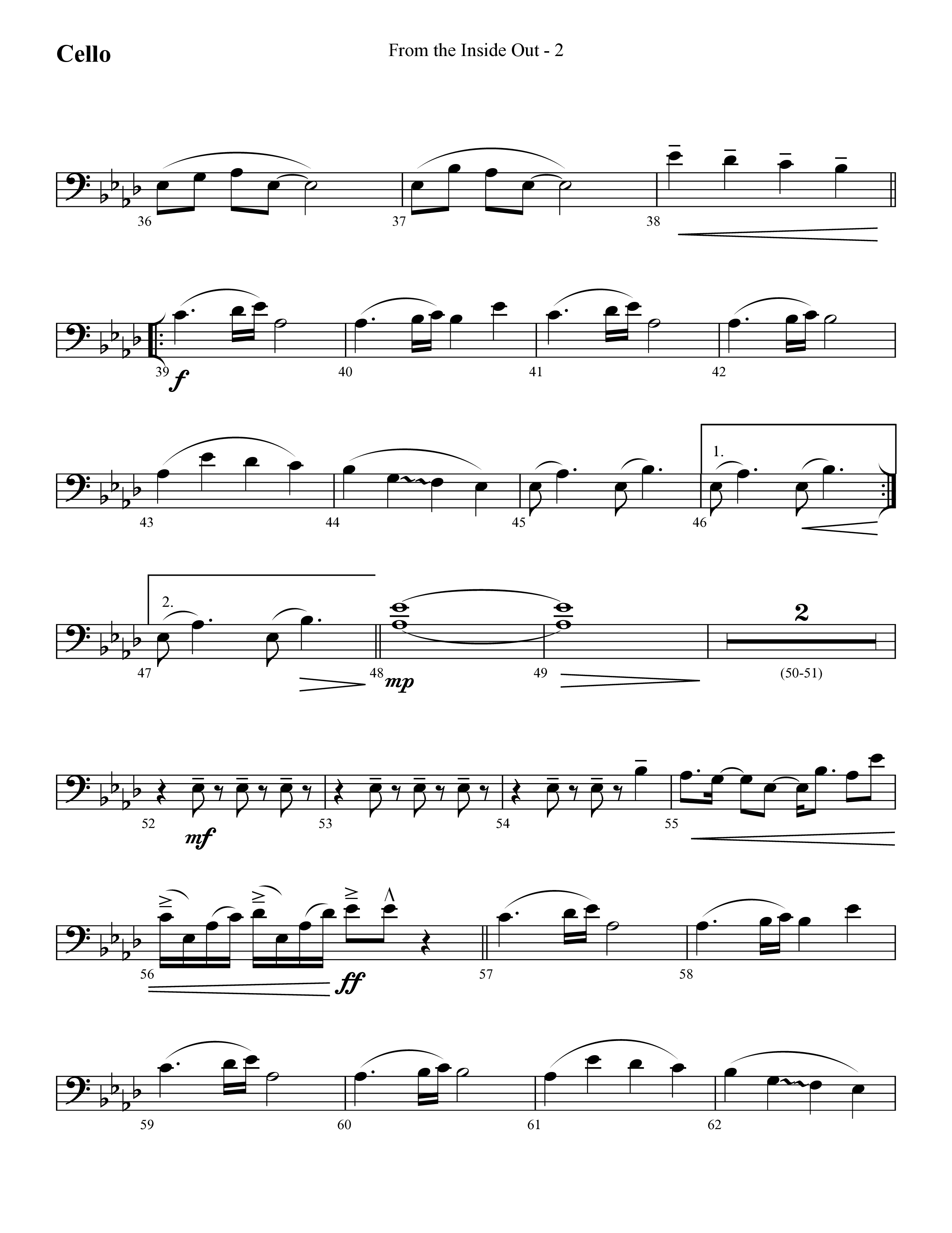 From The Inside Out (Choral Anthem SATB) Cello (Lifeway Choral / Arr. Cliff Duren)