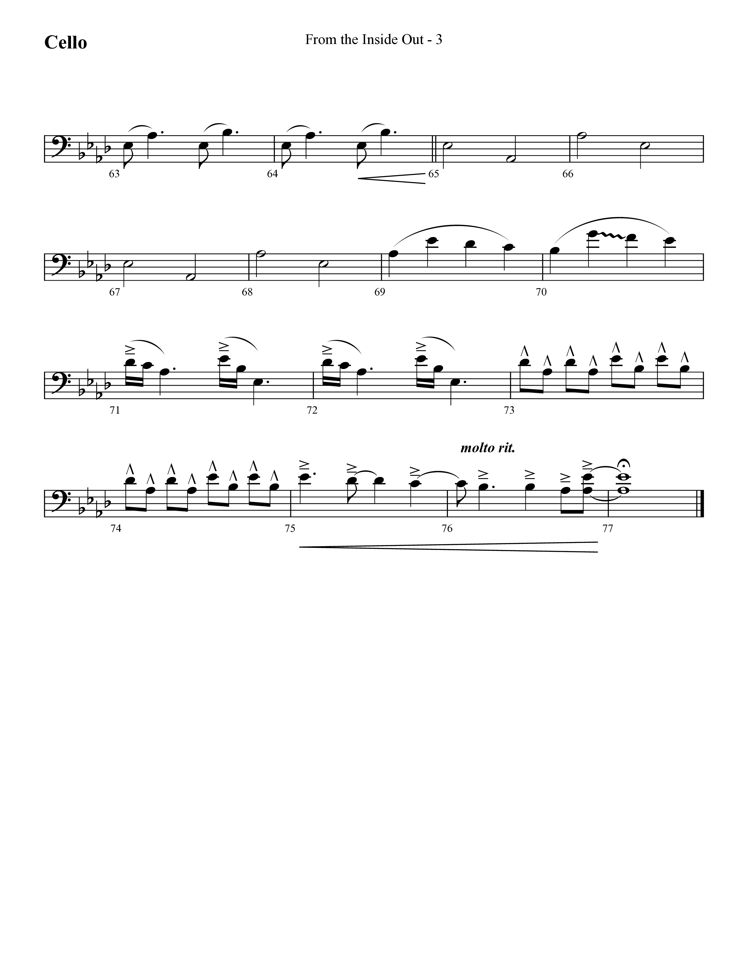 From The Inside Out (Choral Anthem SATB) Cello (Lifeway Choral / Arr. Cliff Duren)