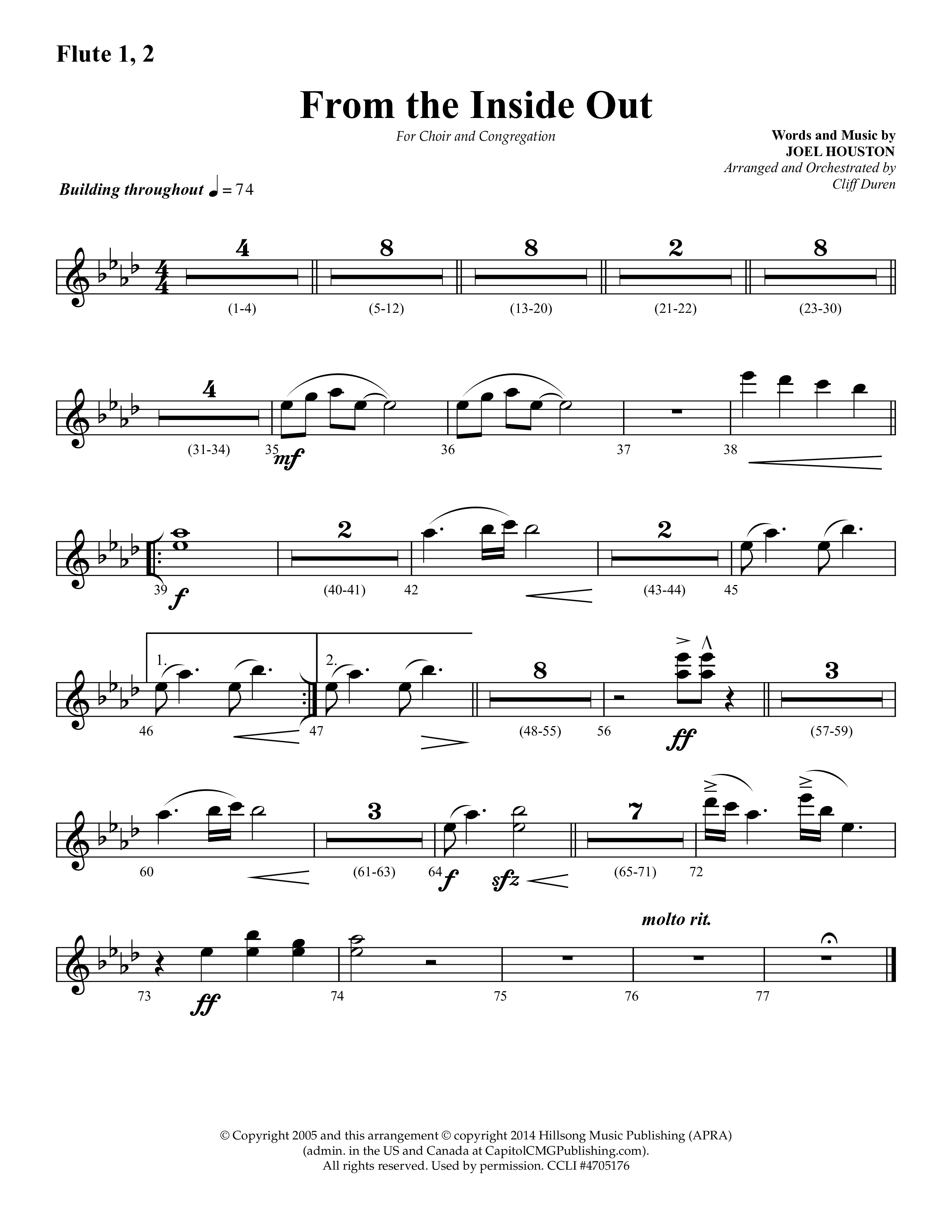 From The Inside Out (Choral Anthem SATB) Flute 1/2 (Lifeway Choral / Arr. Cliff Duren)