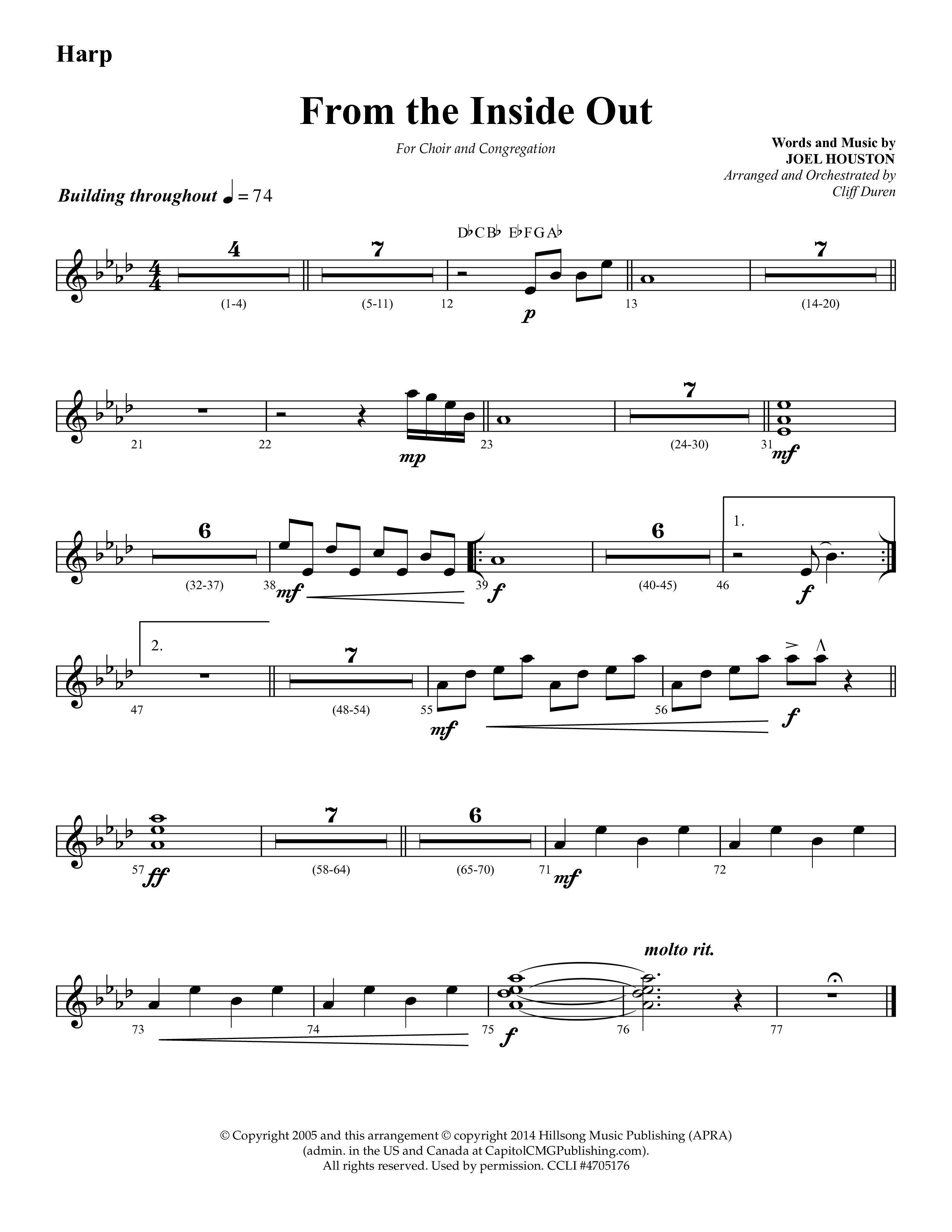 From The Inside Out (Choral Anthem SATB) Harp (Lifeway Choral / Arr. Cliff Duren)
