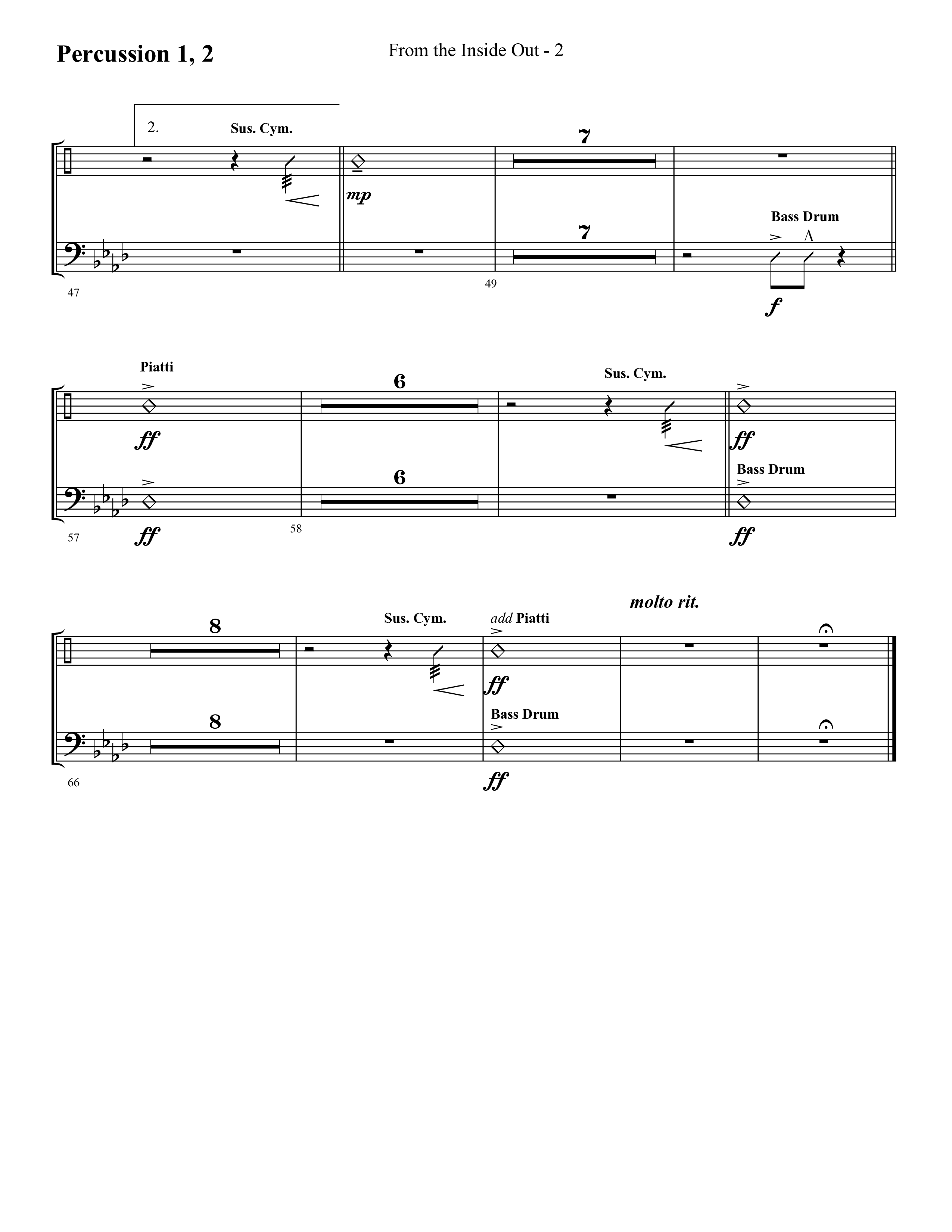 From The Inside Out (Choral Anthem SATB) Percussion 1/2 (Lifeway Choral / Arr. Cliff Duren)