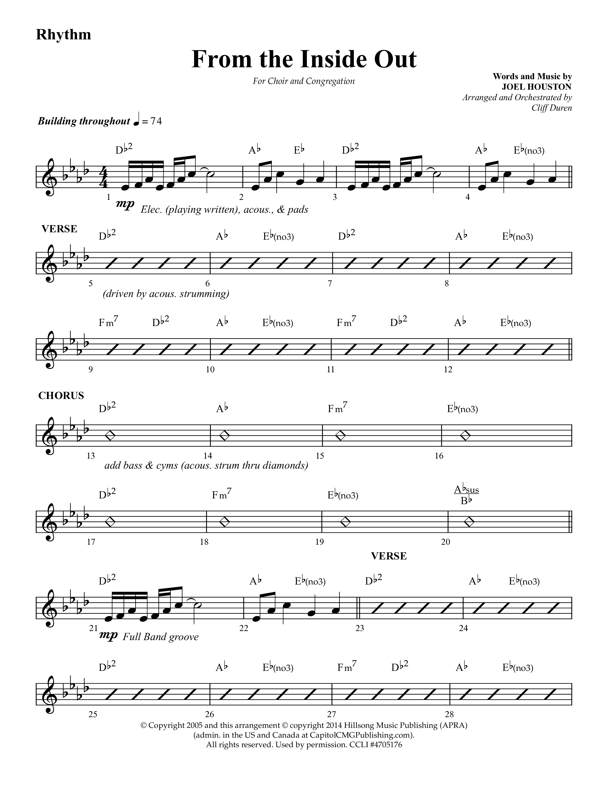 From The Inside Out (Choral Anthem SATB) Lead Melody & Rhythm (Lifeway Choral / Arr. Cliff Duren)