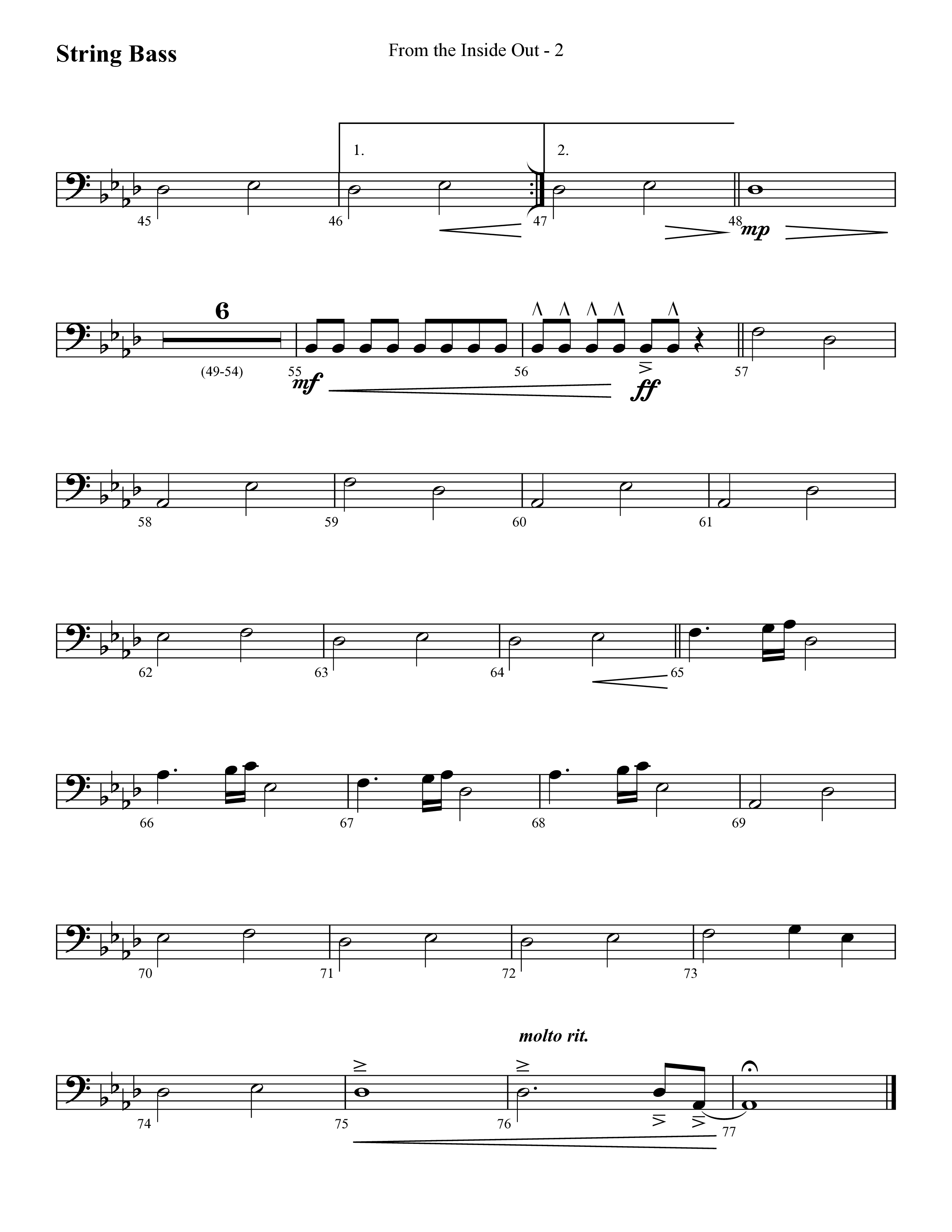 From The Inside Out (Choral Anthem SATB) String Bass (Lifeway Choral / Arr. Cliff Duren)