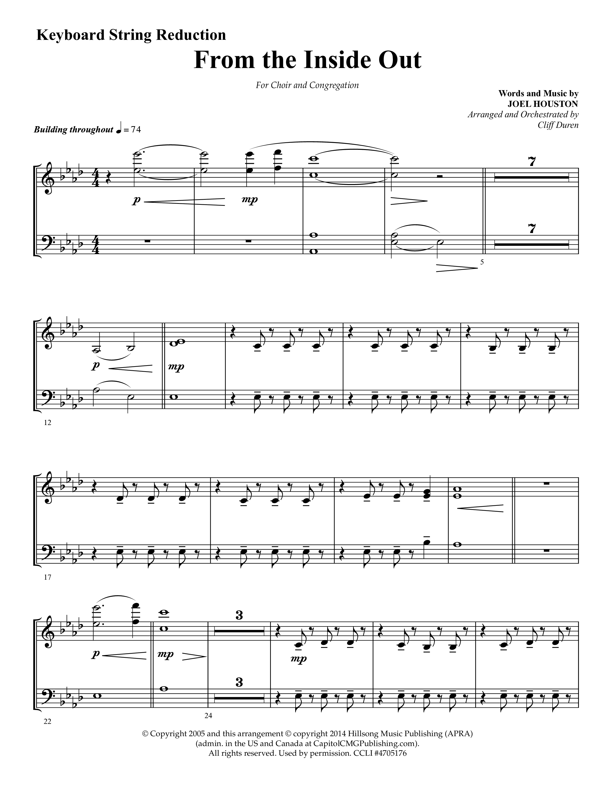 From The Inside Out (Choral Anthem SATB) String Reduction (Lifeway Choral / Arr. Cliff Duren)