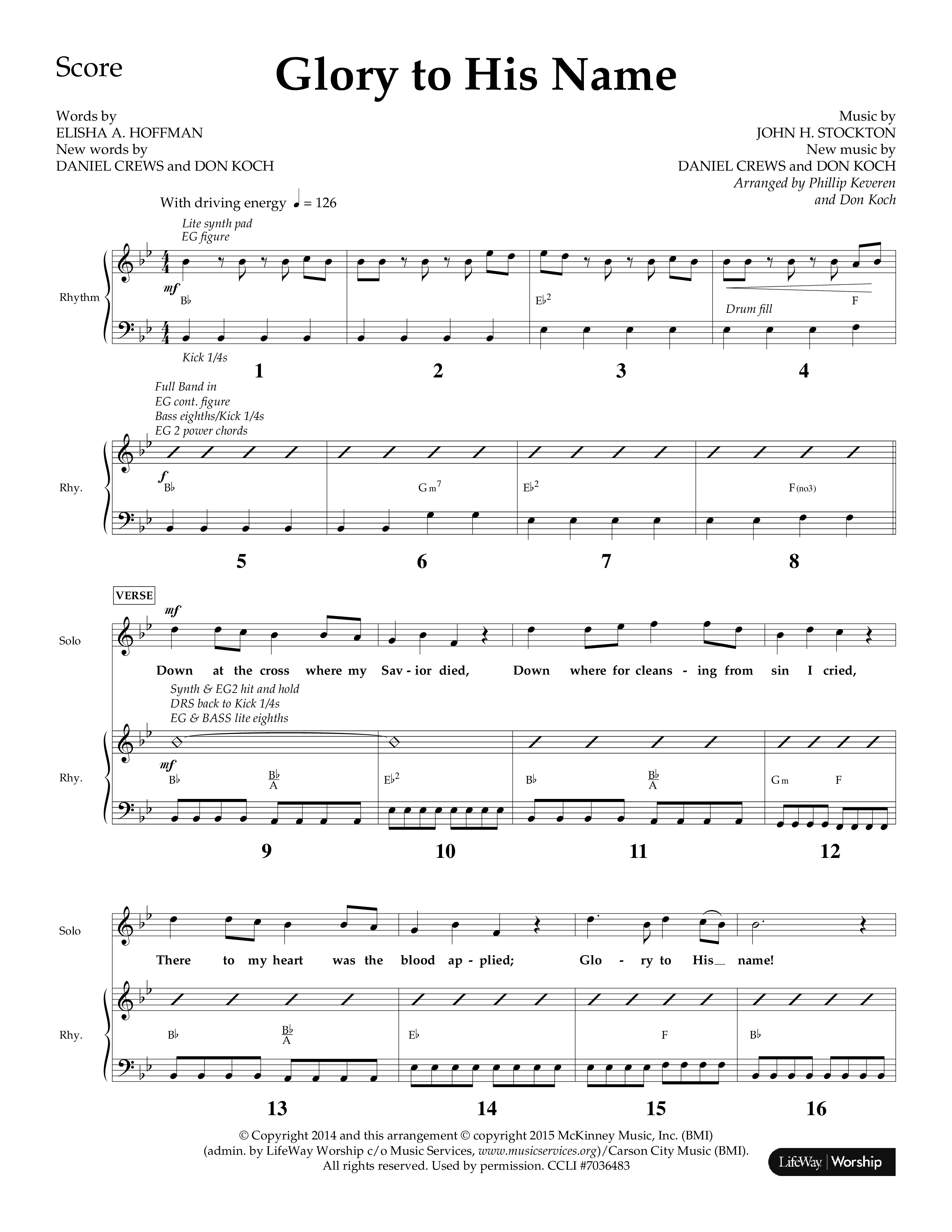 Glory To His Name (Choral Anthem SATB) Lead Melody & Rhythm (Lifeway Choral / Arr. Phillip Keveren / Arr. Don Koch)