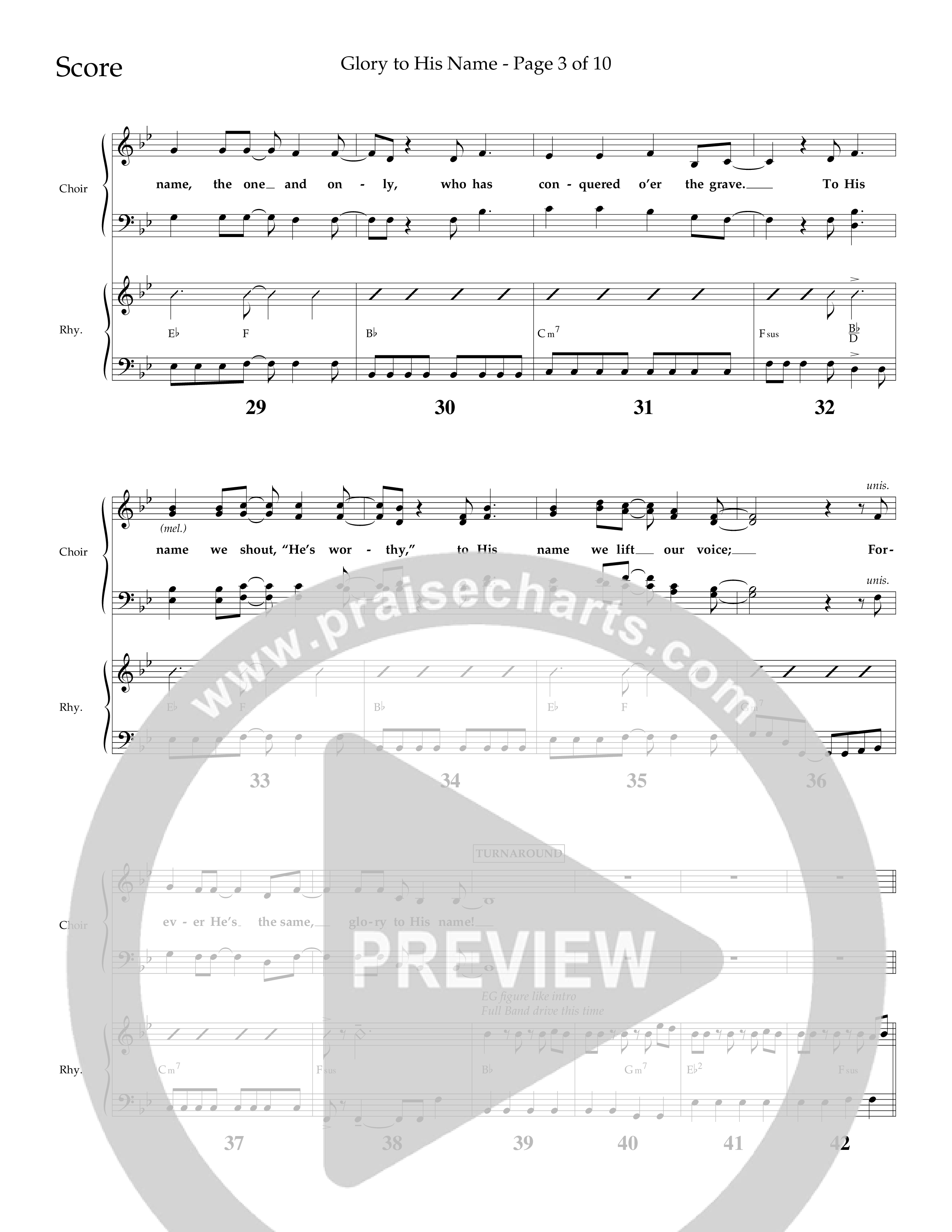 Glory To His Name (Choral Anthem SATB) Lead Melody & Rhythm (Lifeway Choral / Arr. Phillip Keveren / Arr. Don Koch)