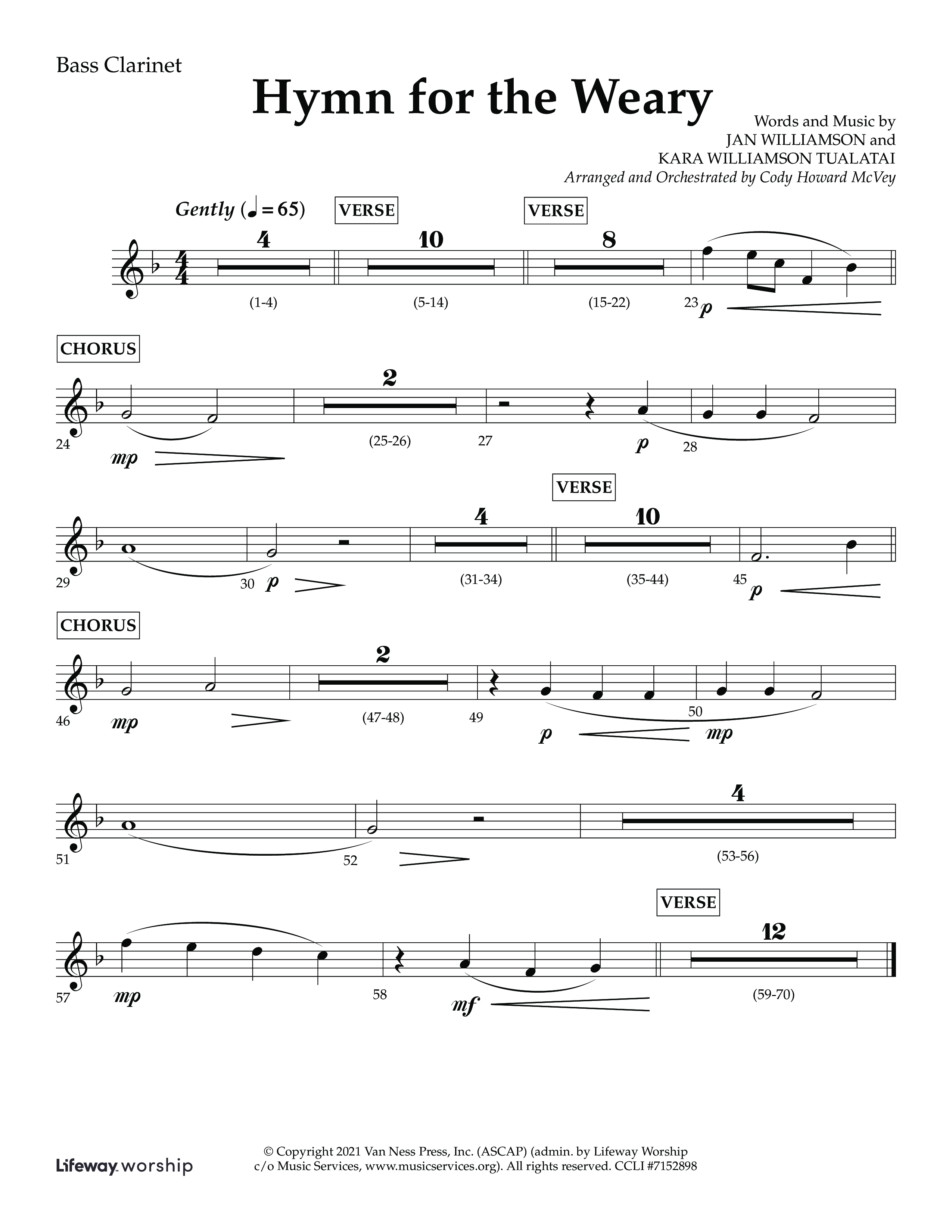 Hymn For The Weary (Choral Anthem SATB) Bass Clarinet (Lifeway Choral / Arr. Cody McVey)