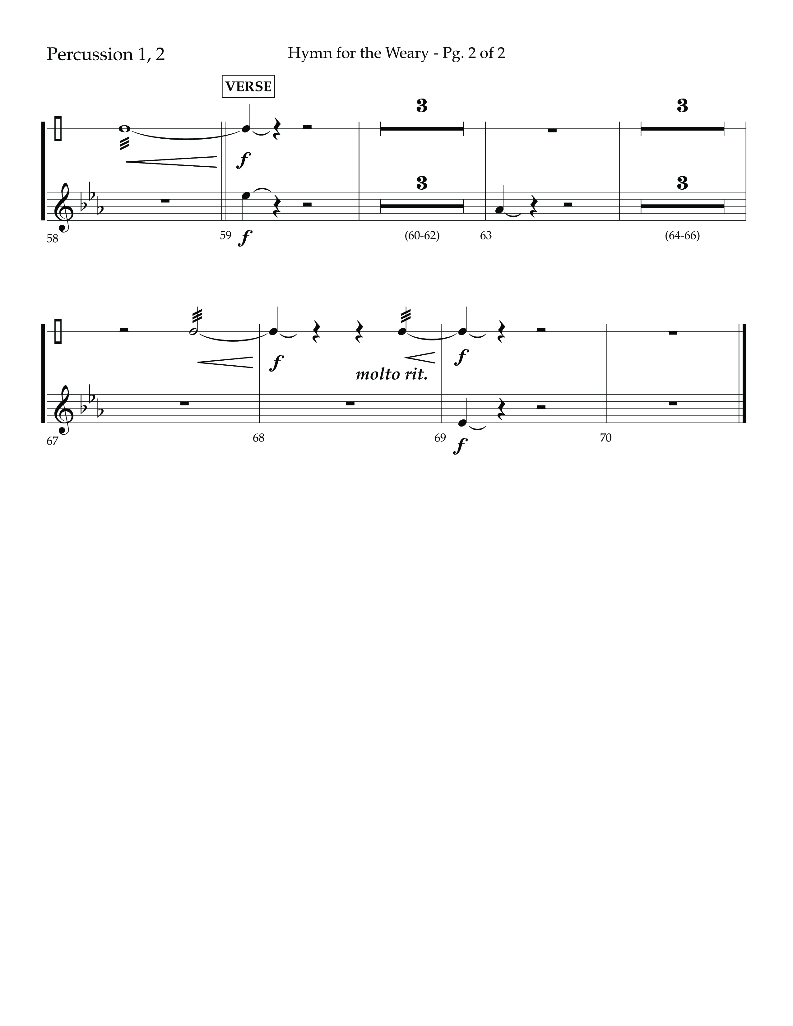 Hymn For The Weary (Choral Anthem SATB) Percussion 1/2 (Lifeway Choral / Arr. Cody McVey)