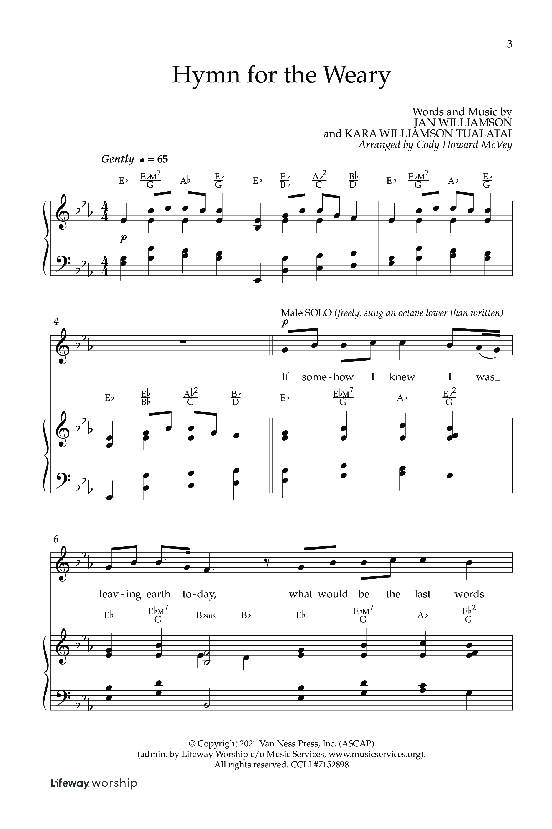 Hymn For The Weary (Choral Anthem SATB) Anthem (SATB/Piano) (Lifeway Choral / Arr. Cody McVey)