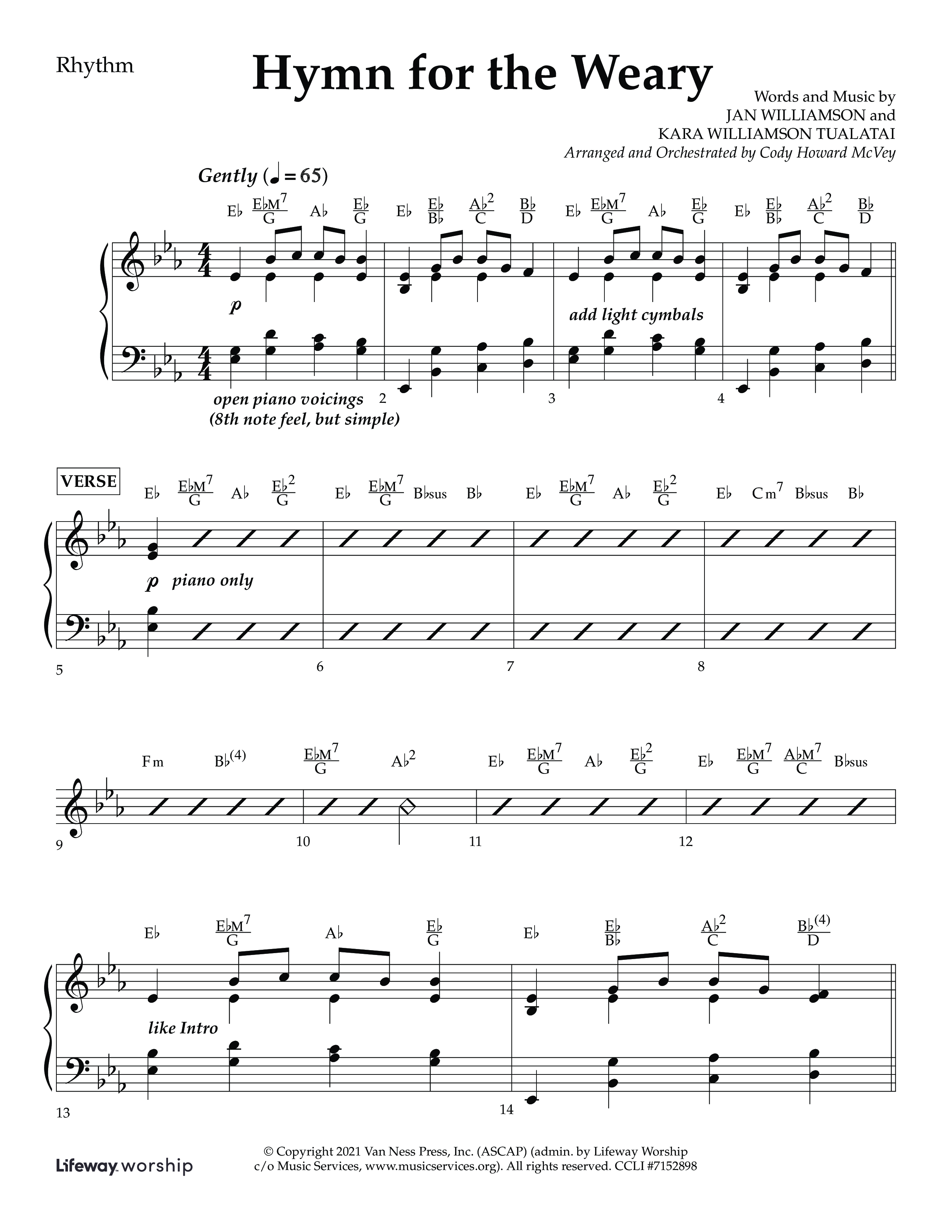 Hymn For The Weary (Choral Anthem SATB) Lead Melody & Rhythm (Lifeway Choral / Arr. Cody McVey)