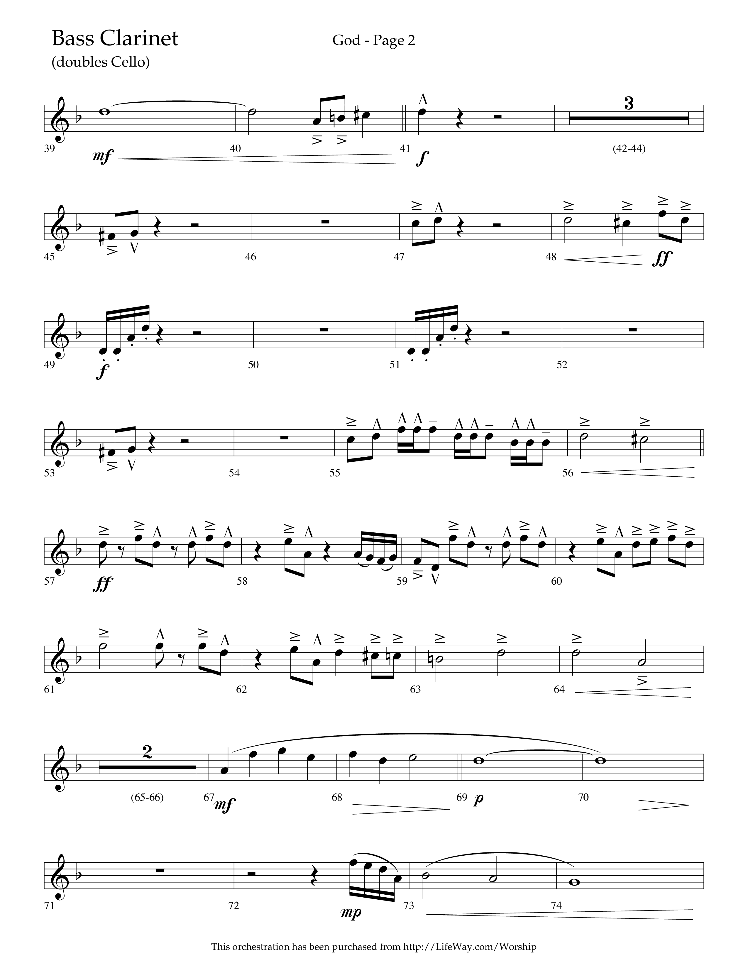 God (Choral Anthem SATB) Bass Clarinet (Lifeway Choral / Arr. Cliff Duren)