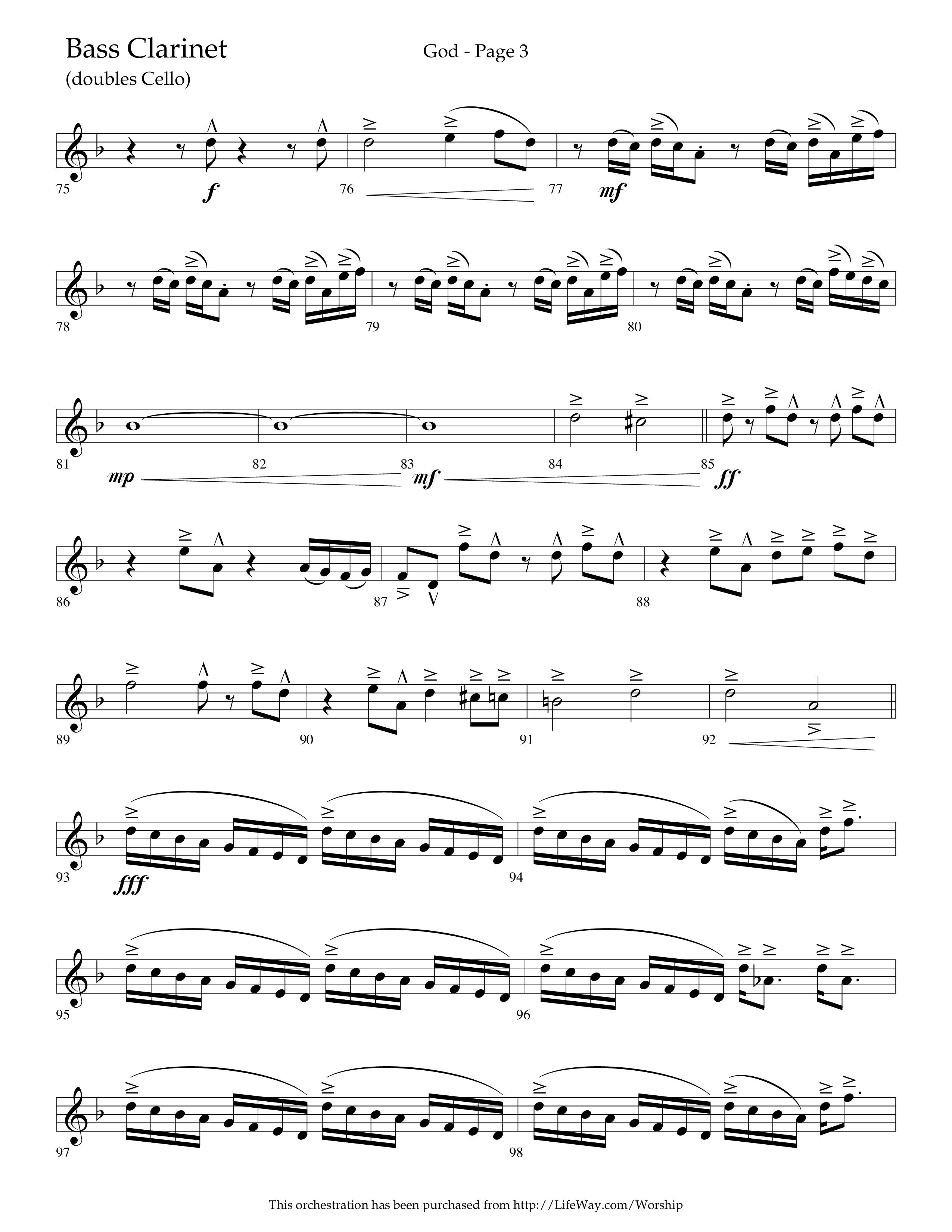 God (Choral Anthem SATB) Bass Clarinet (Lifeway Choral / Arr. Cliff Duren)