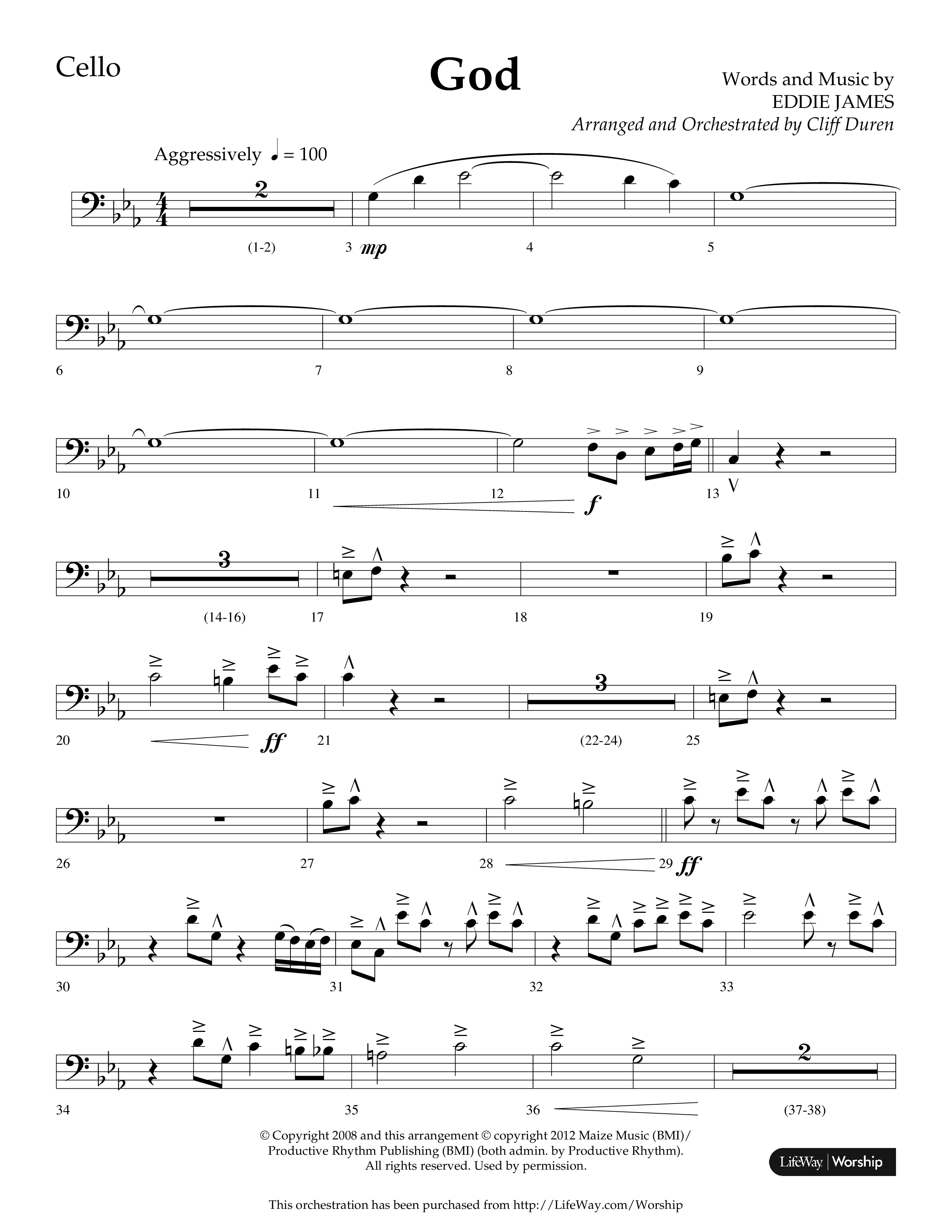 God (Choral Anthem SATB) Cello (Lifeway Choral / Arr. Cliff Duren)
