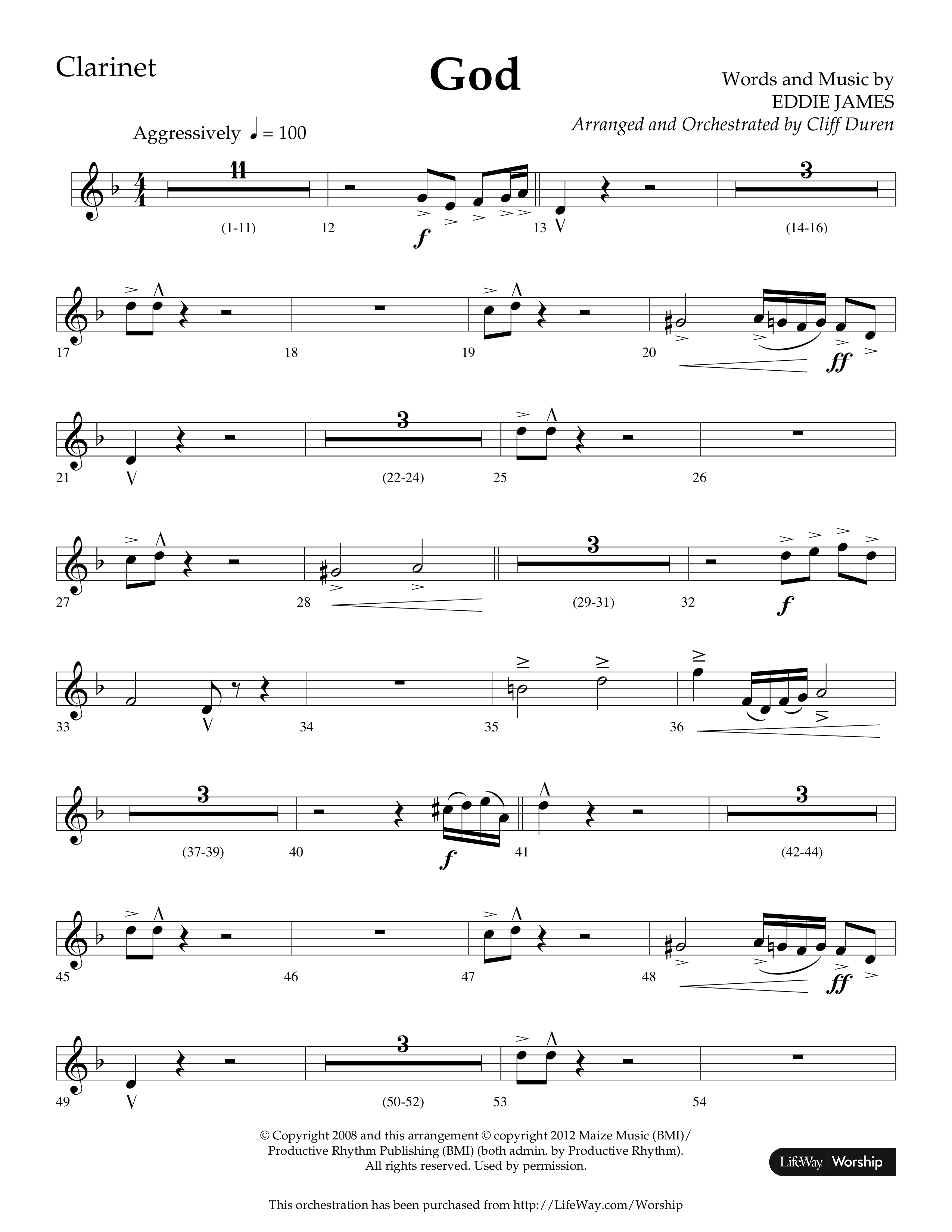 God (Choral Anthem SATB) Clarinet 1/2 (Lifeway Choral / Arr. Cliff Duren)