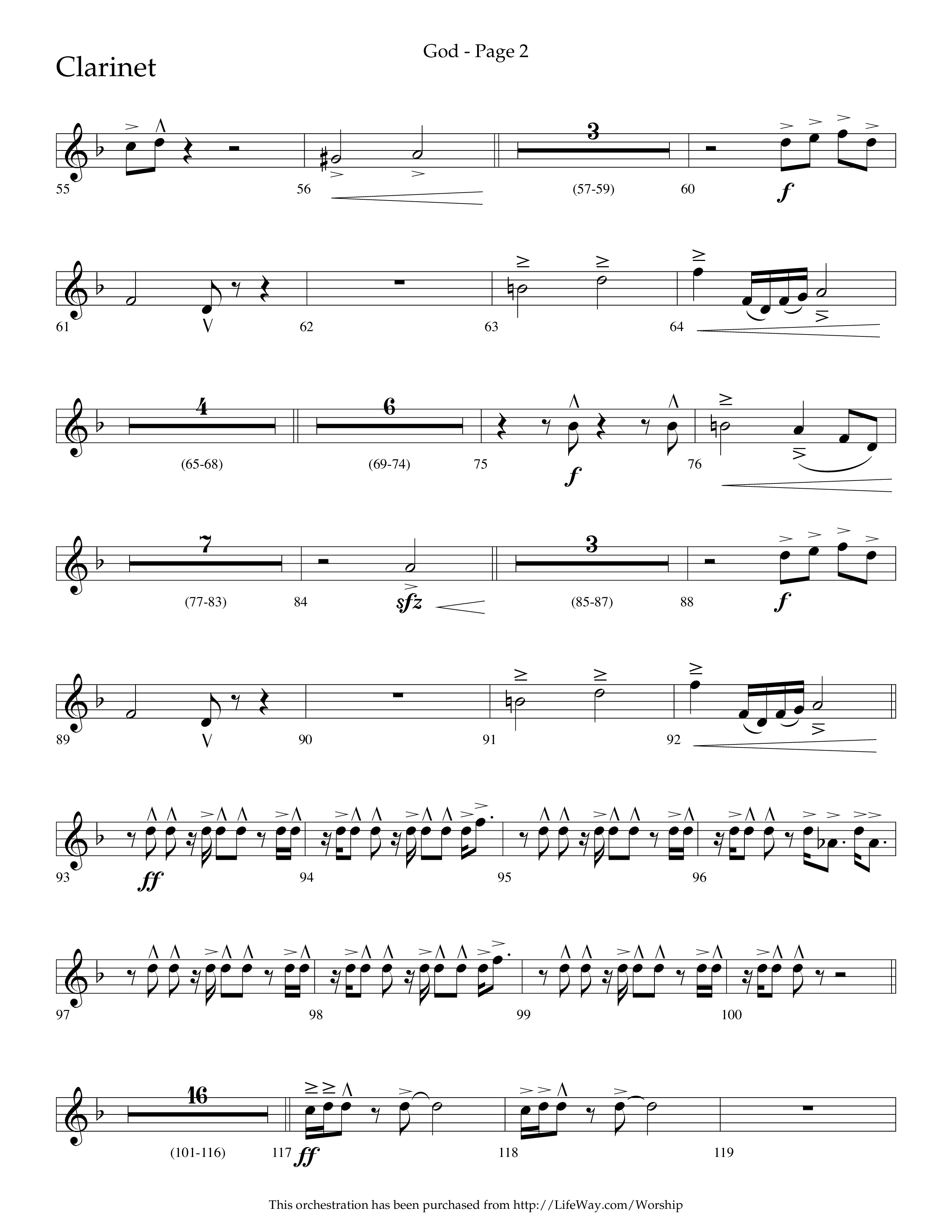 God (Choral Anthem SATB) Clarinet 1/2 (Lifeway Choral / Arr. Cliff Duren)