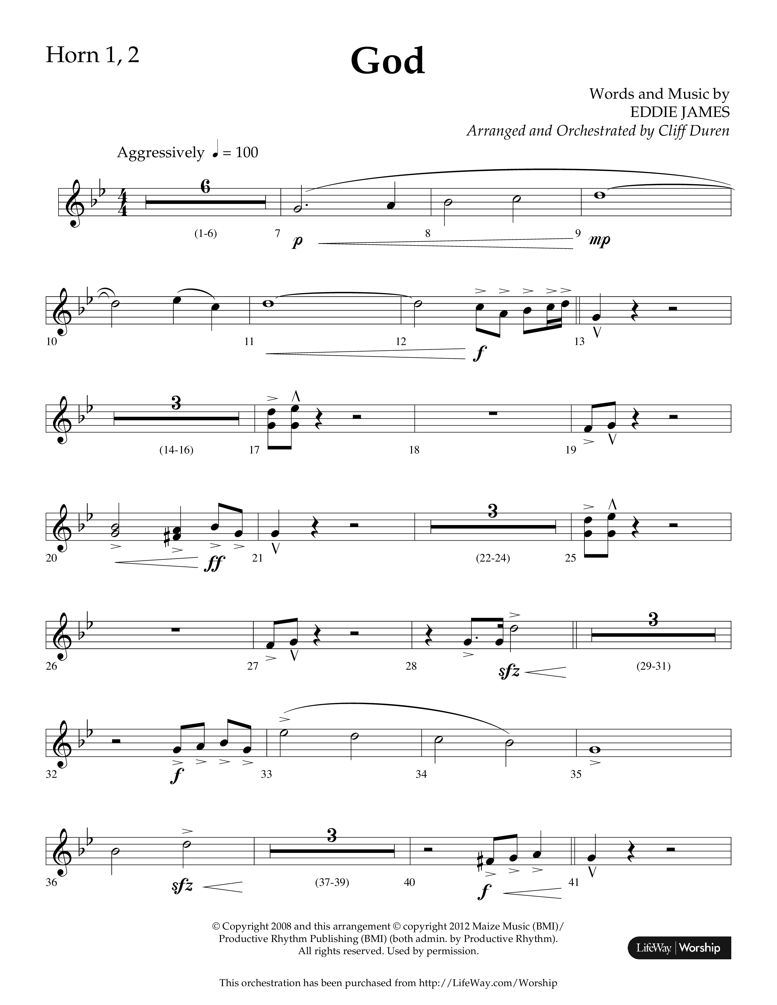 God (Choral Anthem SATB) French Horn 1/2 (Lifeway Choral / Arr. Cliff Duren)