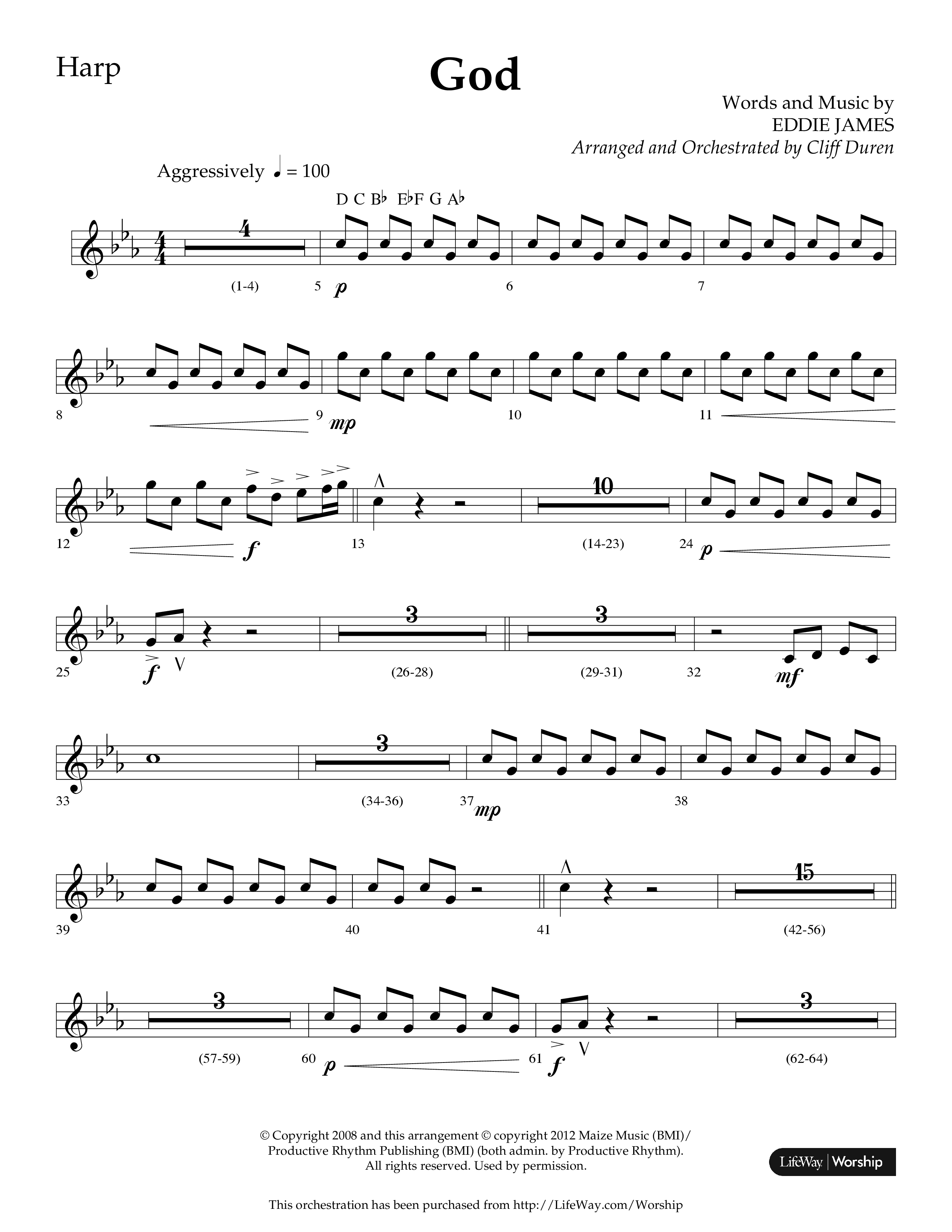 God (Choral Anthem SATB) Harp (Lifeway Choral / Arr. Cliff Duren)