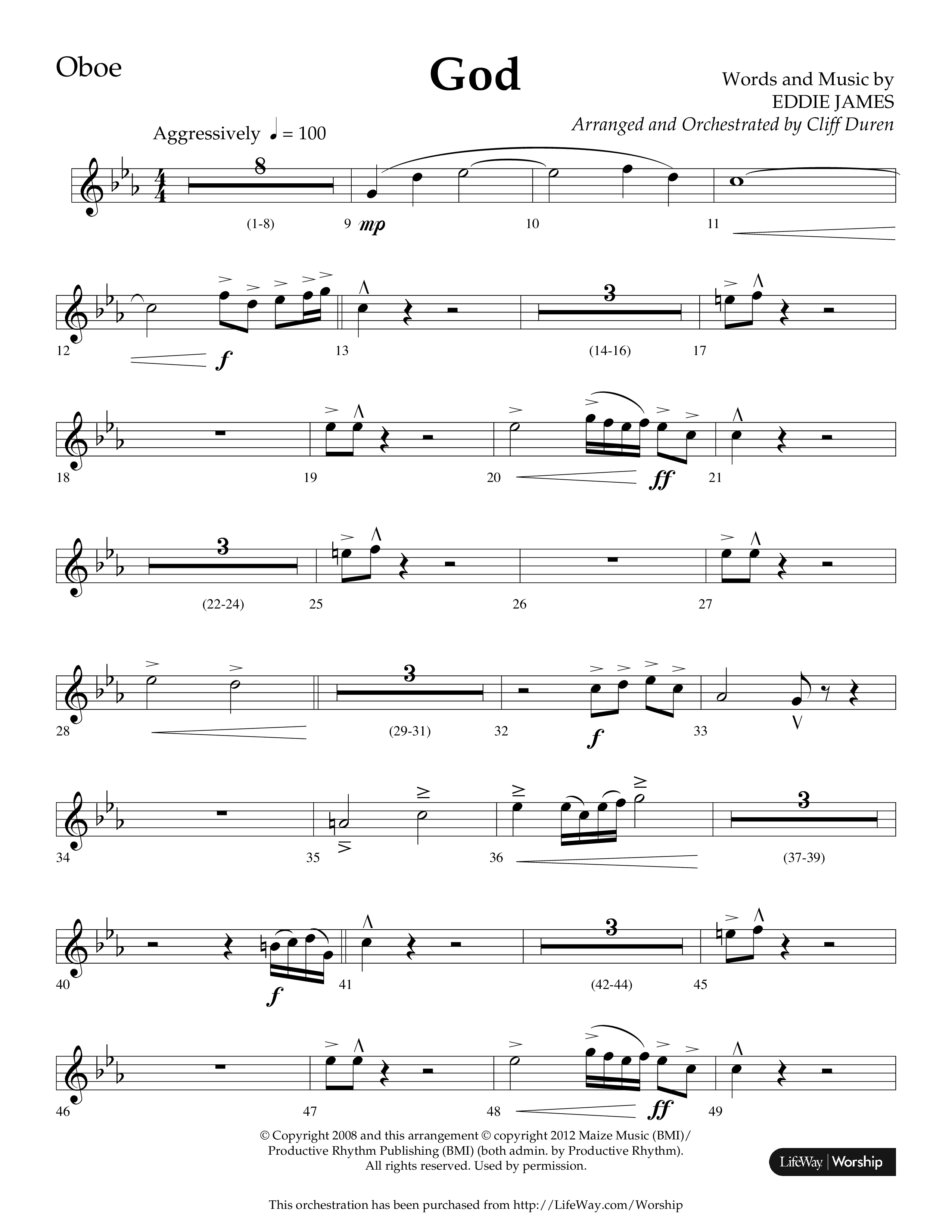 God (Choral Anthem SATB) Oboe (Lifeway Choral / Arr. Cliff Duren)