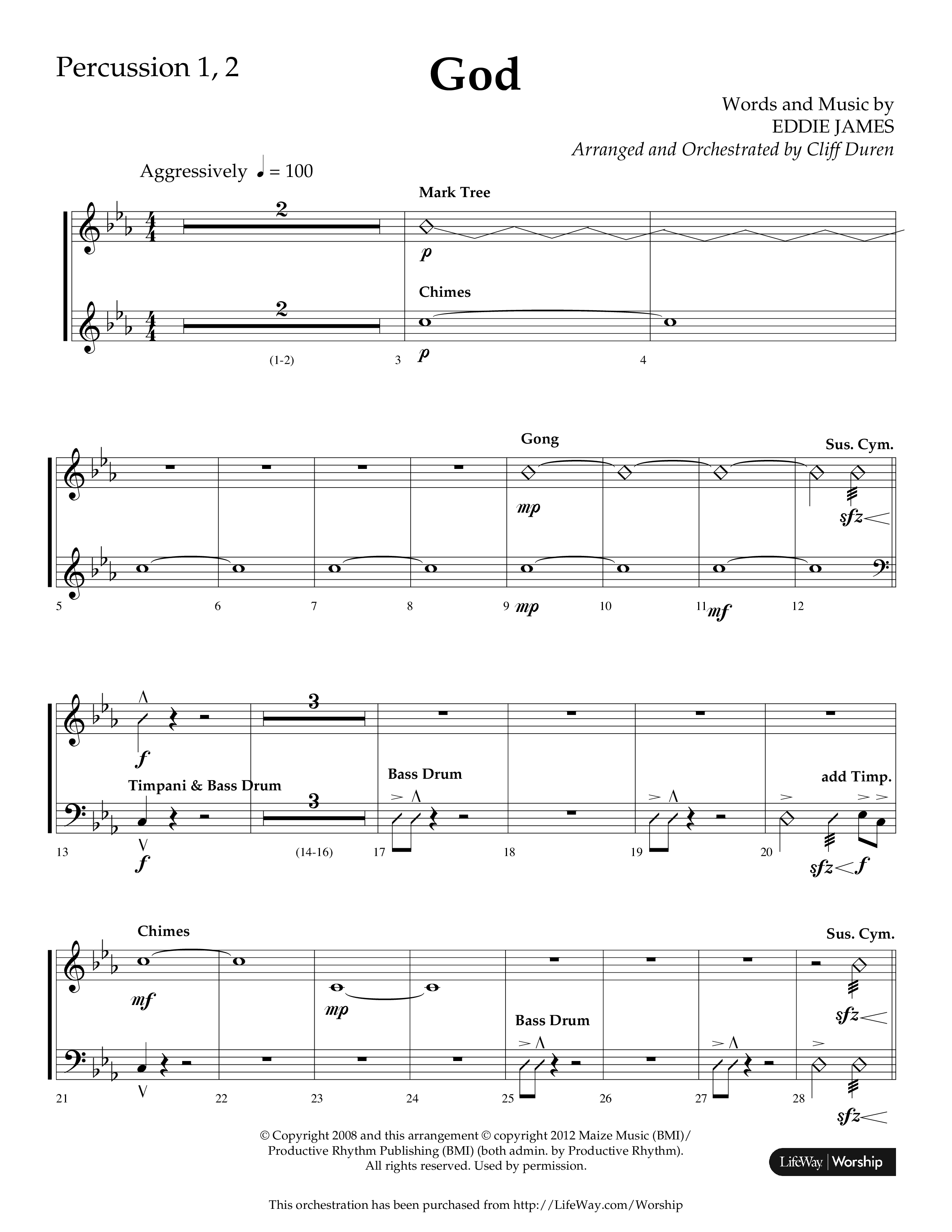 God (Choral Anthem SATB) Percussion 1/2 (Lifeway Choral / Arr. Cliff Duren)