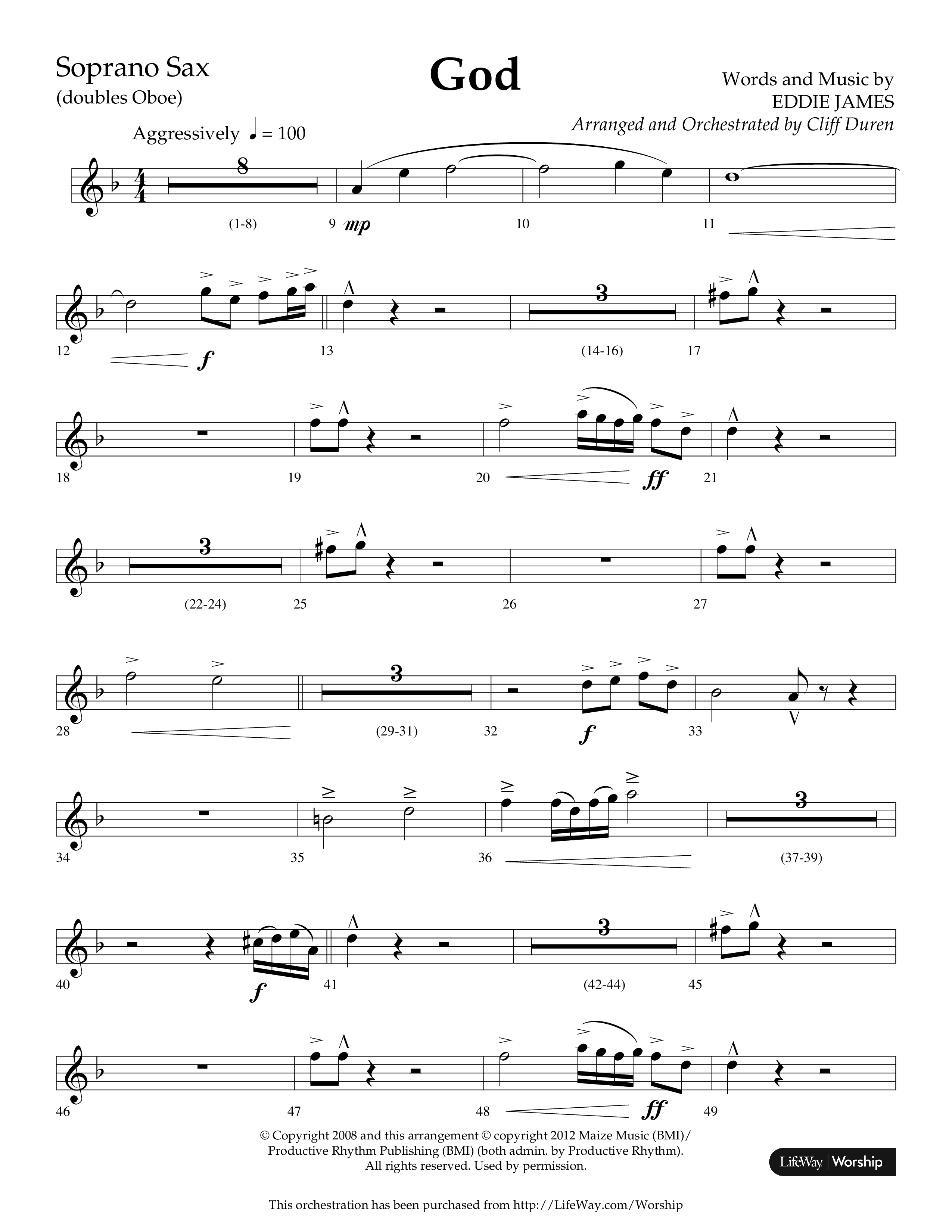 God (Choral Anthem SATB) Soprano Sax (Lifeway Choral / Arr. Cliff Duren)