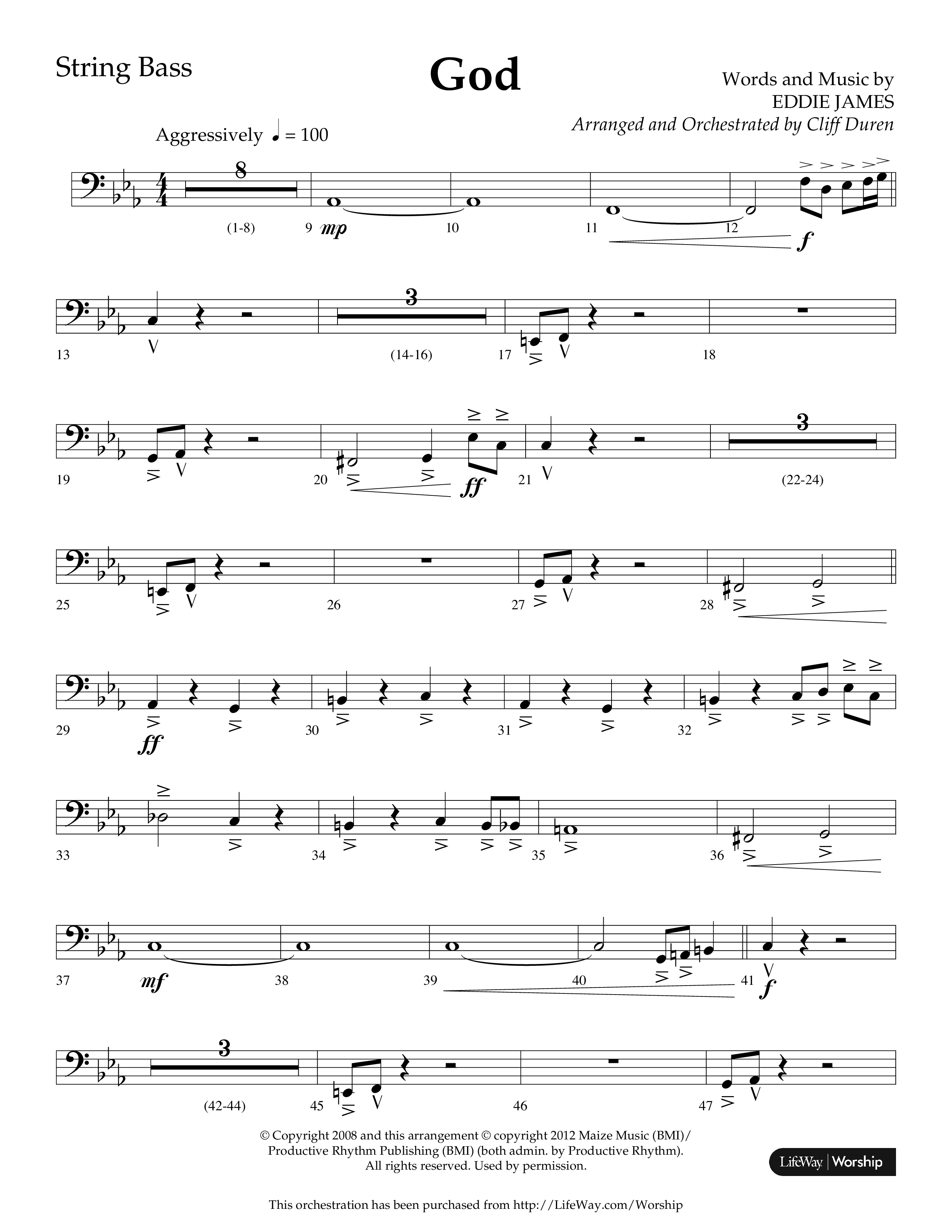 God (Choral Anthem SATB) String Bass (Lifeway Choral / Arr. Cliff Duren)