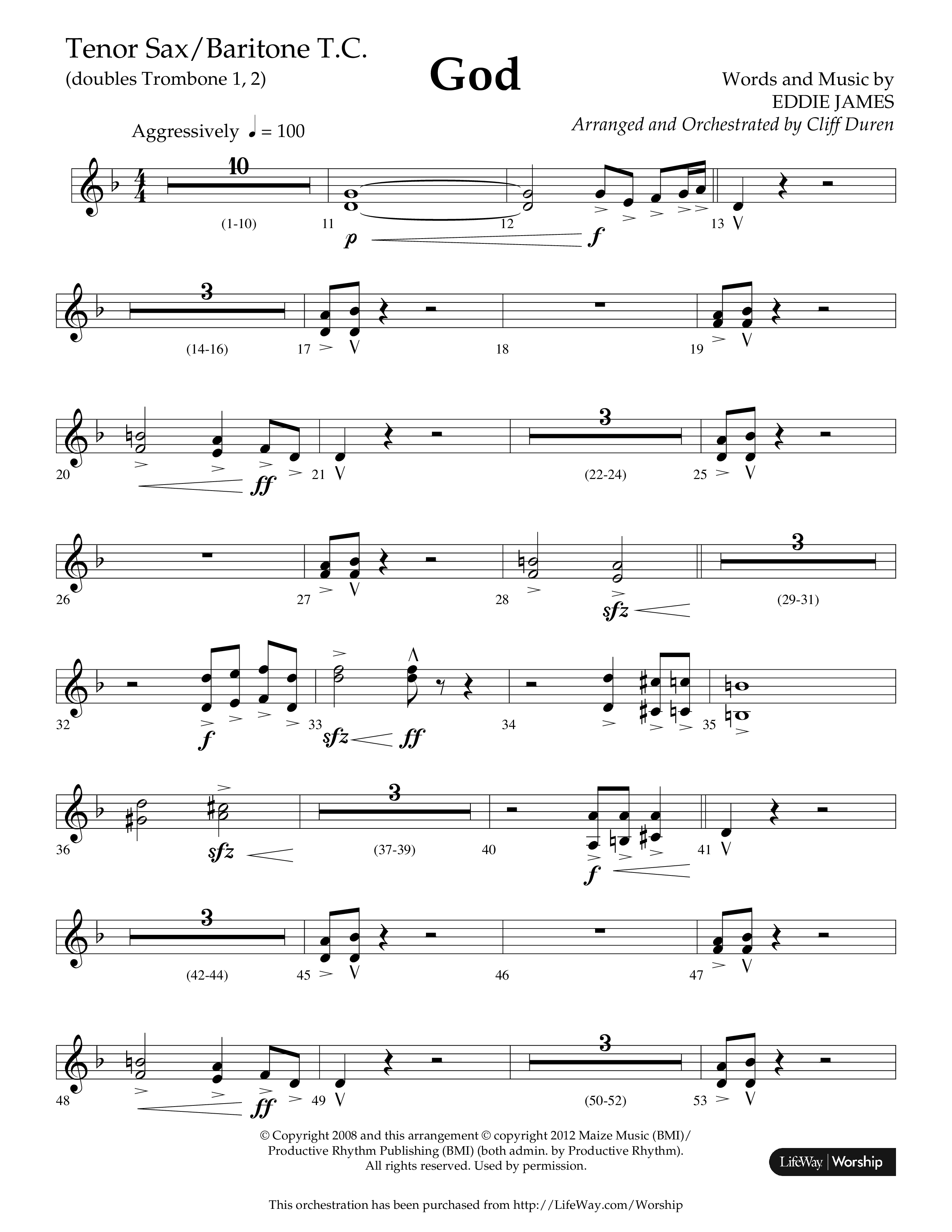 God (Choral Anthem SATB) Tenor Sax/Baritone T.C. (Lifeway Choral / Arr. Cliff Duren)