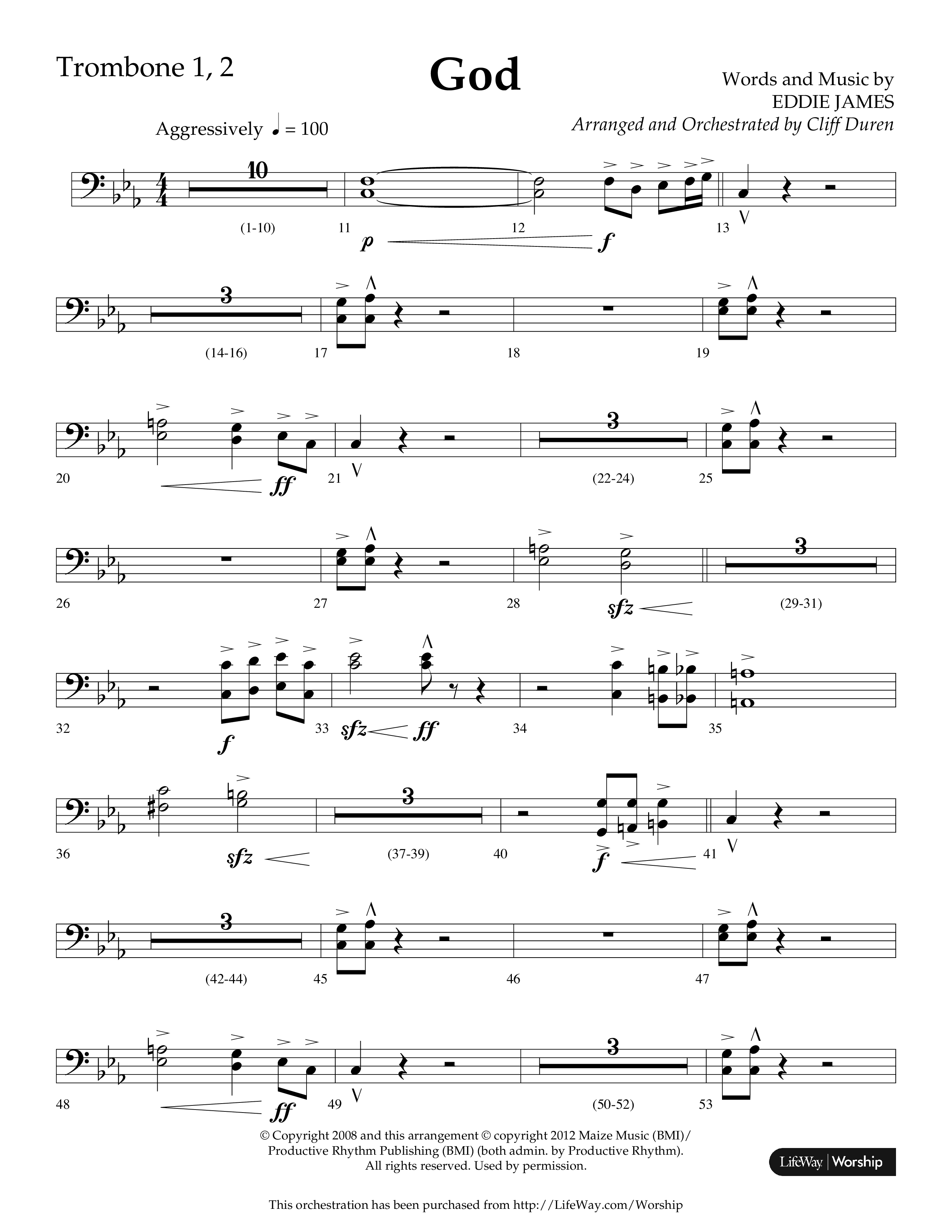 God (Choral Anthem SATB) Trombone 1/2 (Lifeway Choral / Arr. Cliff Duren)